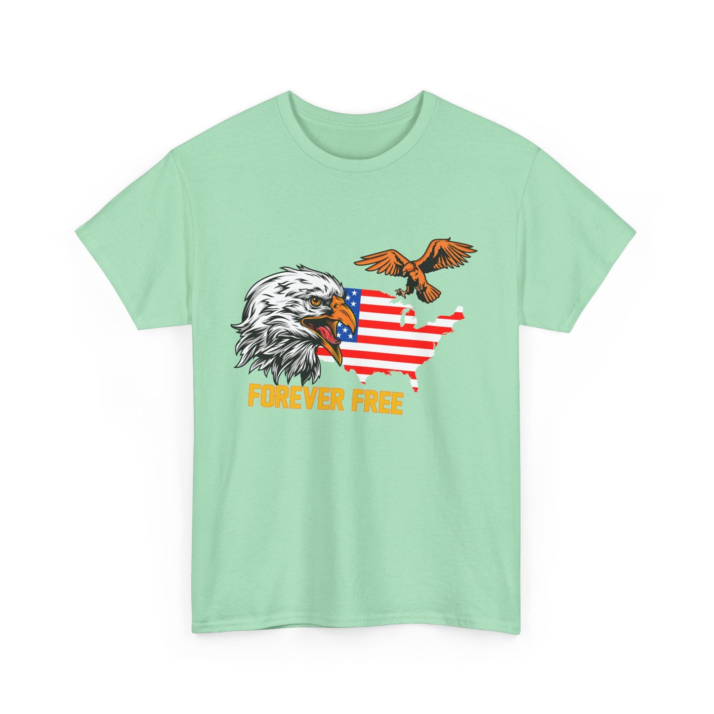 Unisex Heavy Cotton Tee with "Forever Free" Design - Perfect for Patriotic Events, July 4th Celebrations, Gifts, Summer Wear, Casual Outfits - 13692