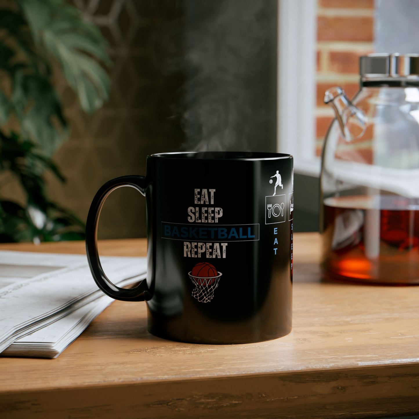 Eat Sleep Basketball Repeat - Black Mug (11oz, 15oz) - 10716