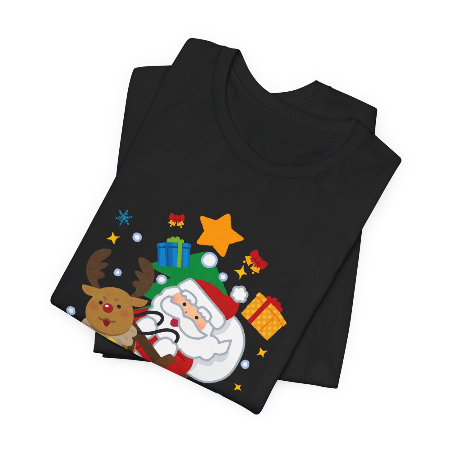 Santa & Reindeer, Merry Christmas - Unisex Jersey Short Sleeve Tee - 10494