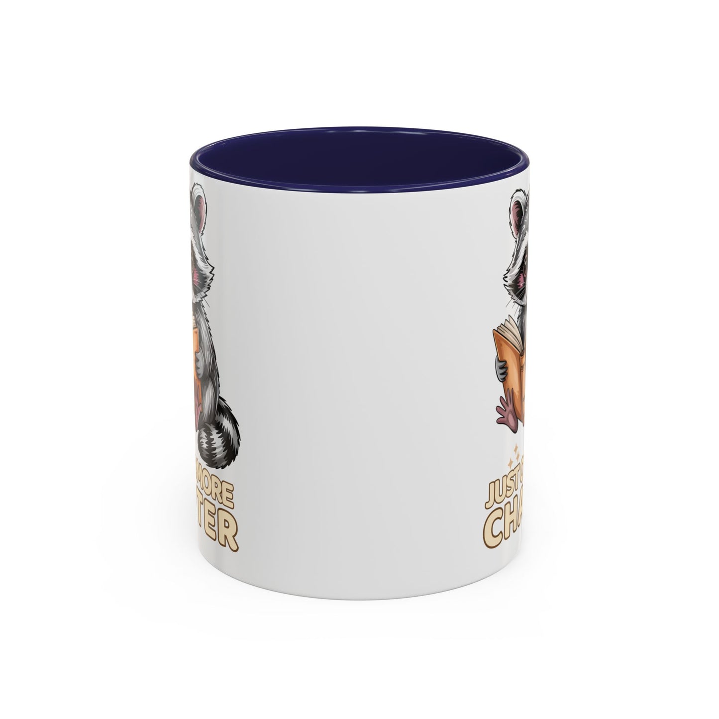 Just One More Chapter Mug – Raccoon Reading Coffee Mug, Book Lover Gift for Teacher or Librarian (11oz / 15oz)- 14792