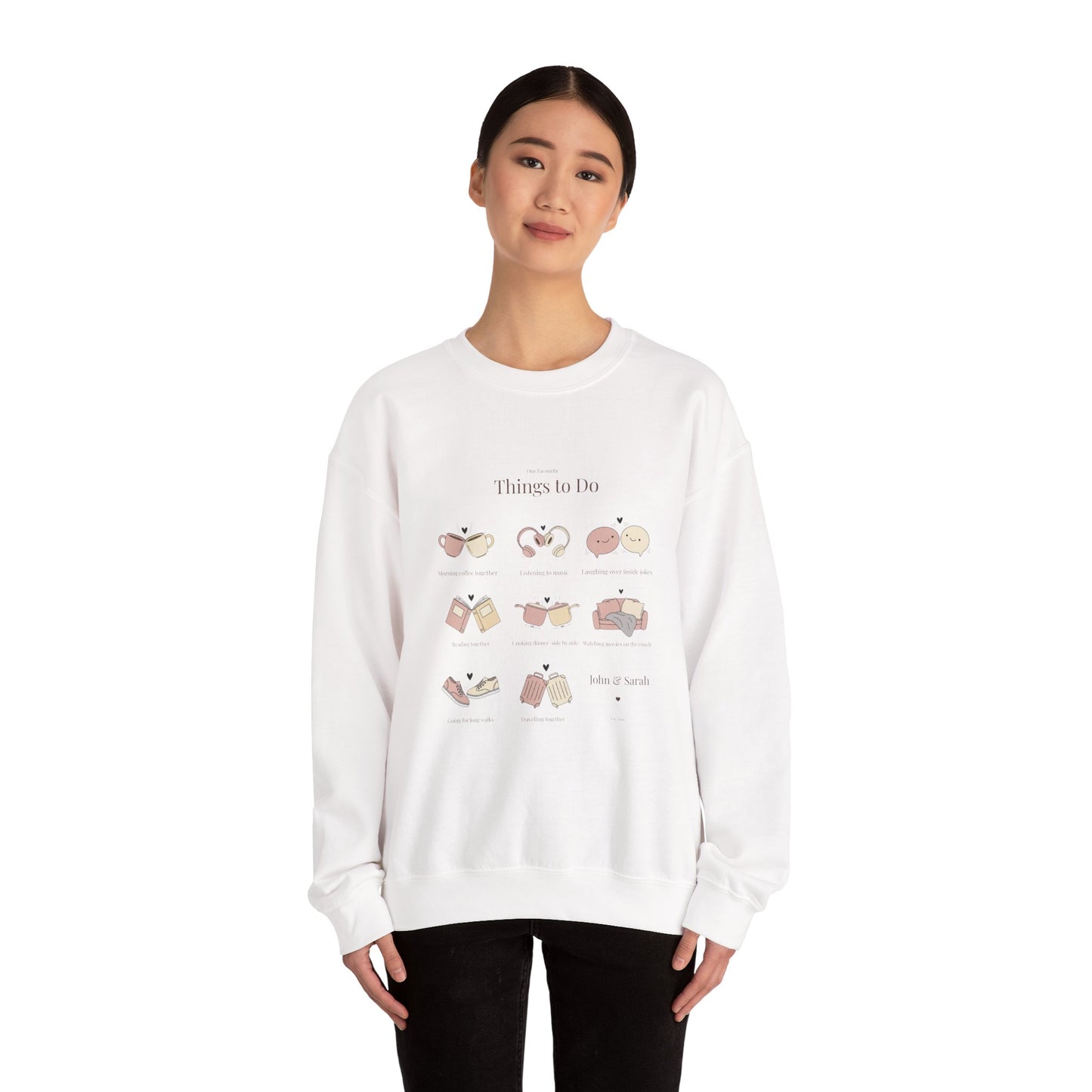 Our Favourite Things to Do Together – Personalised Illustration Crewneck Sweatshirt | Valentine’s Gift - 14726