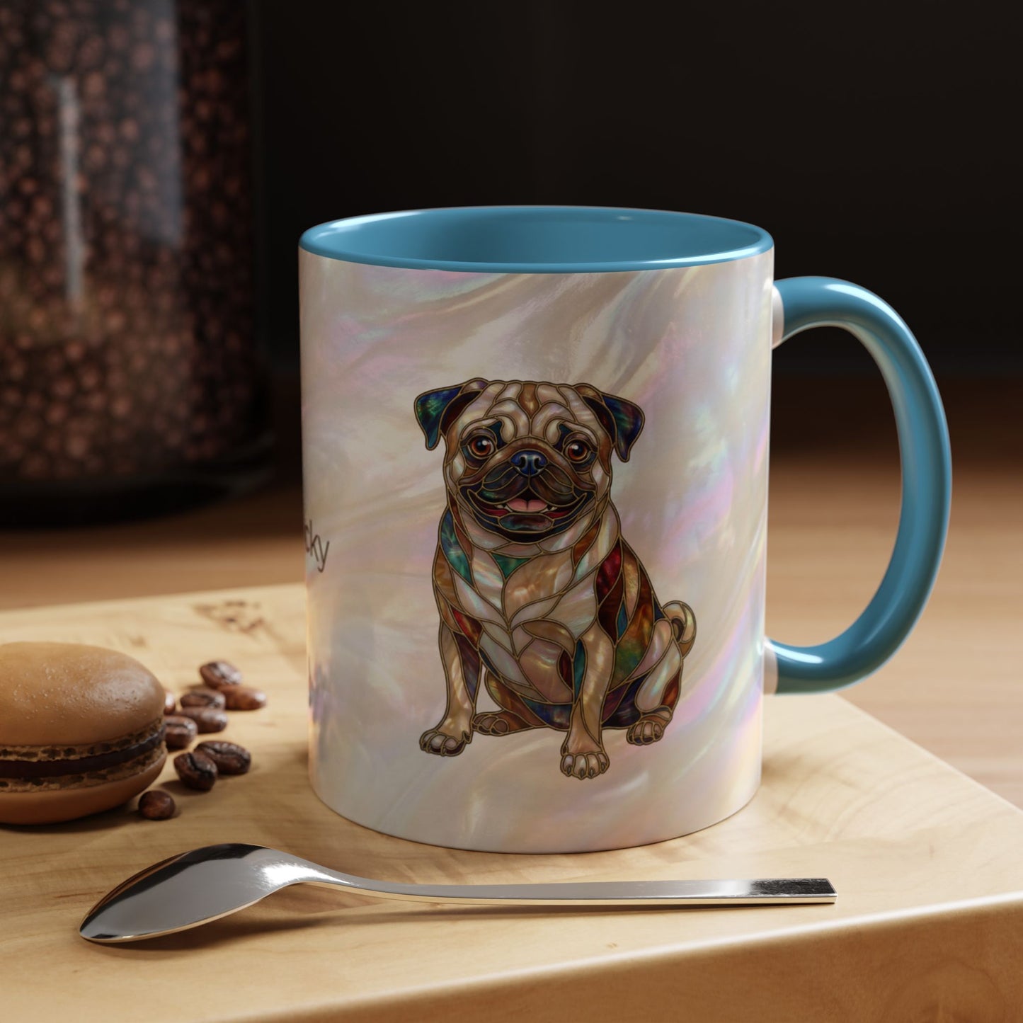 Pug Accent Coffee Mug –  Stained Glass Design (11/15oz) - 14547