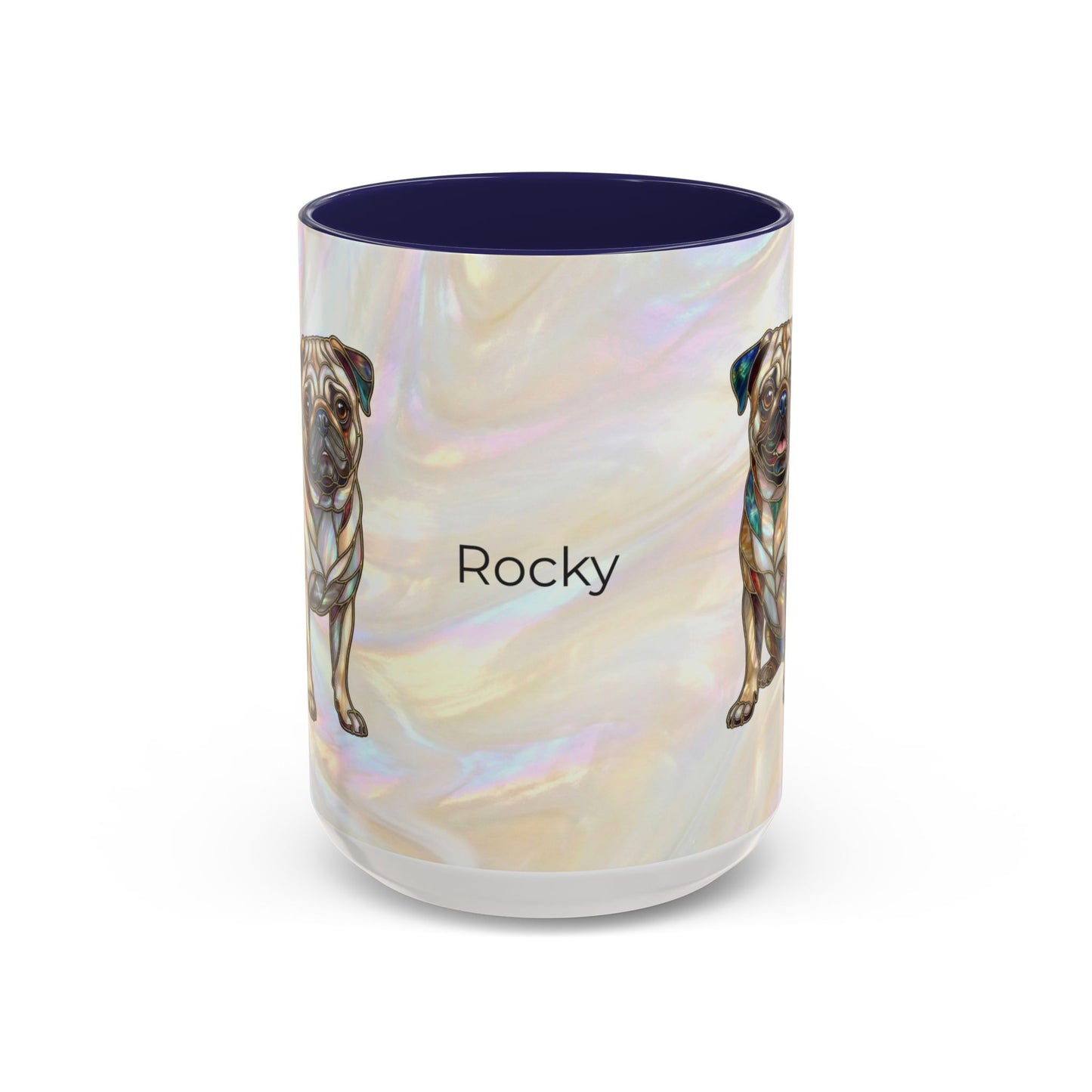 Personalized Pug Accent Coffee Mug –  Stained Glass Design (11/15oz) - 14547