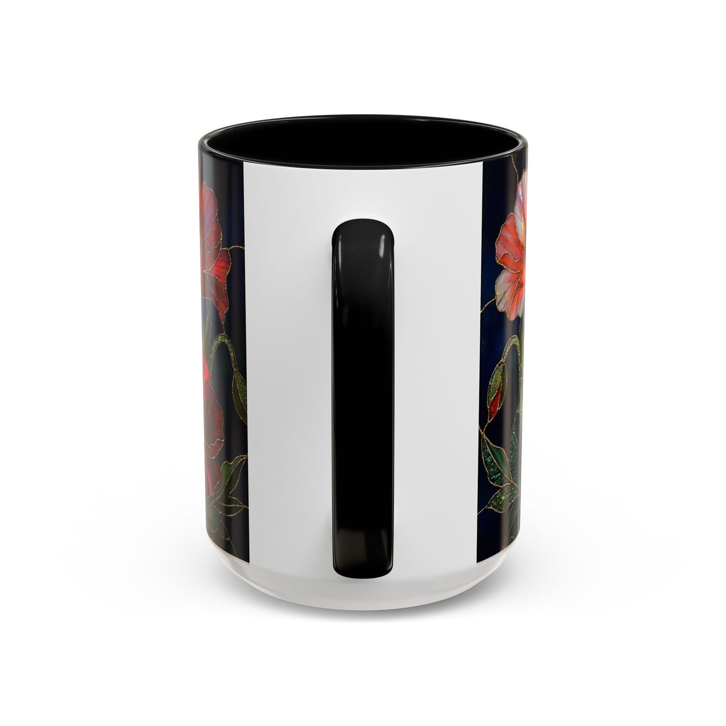 Poppy Floral Accent Coffee Mug — Stained Glass Design 11/15oz - 14582