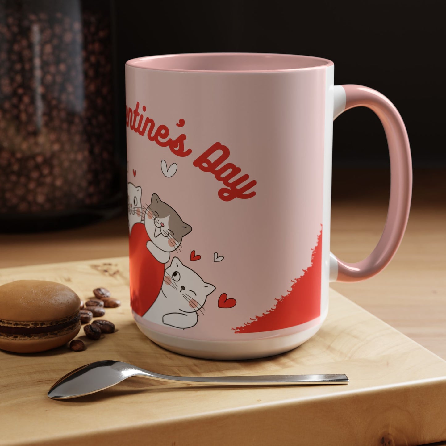 Cats, Happy Valentine's - Accent Coffee Mug (11, 15oz) - 11124