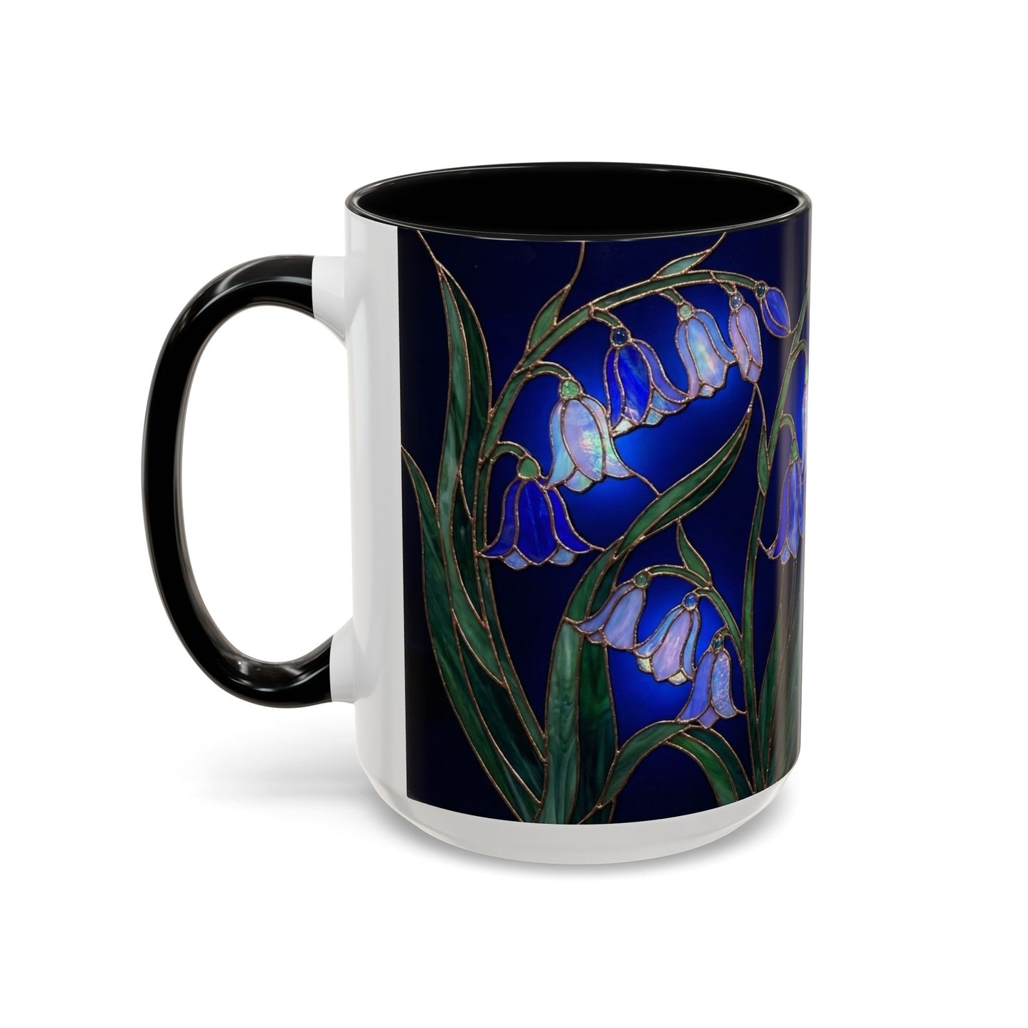 Bluebell Floral Coffee Mug – Stained Glass Design (11/15oz) - 14548