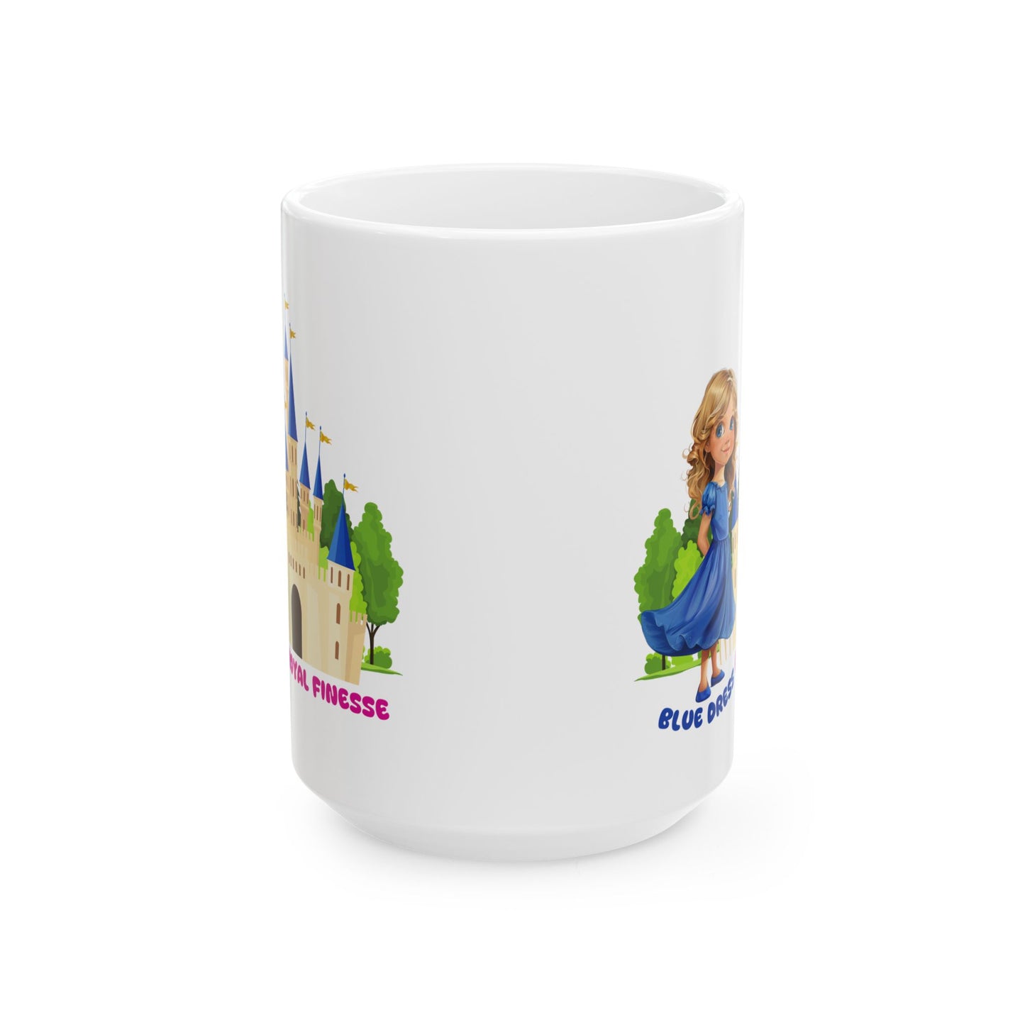 Blue Dress Princess, Royal Finesse, Customizable - Ceramic Mug, (11oz, 15oz)