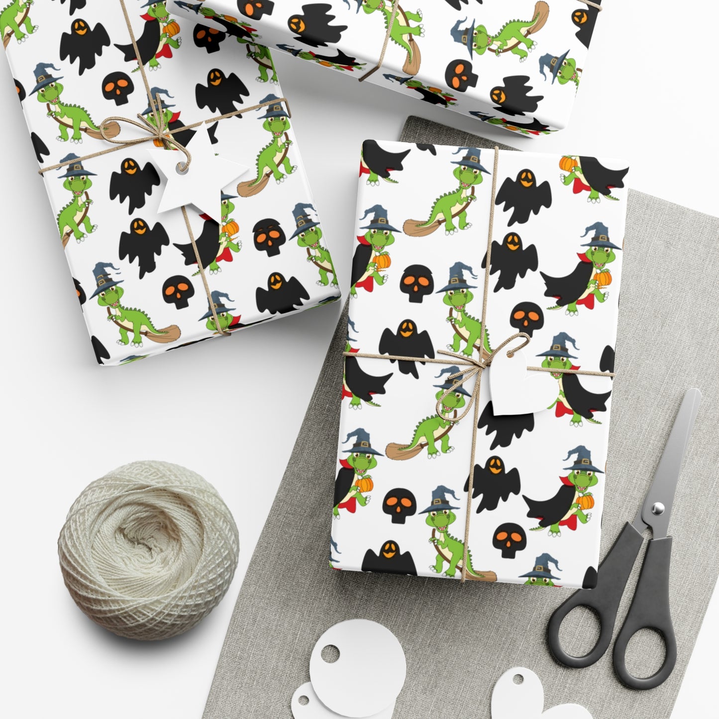 Green Dinosaur Witch  - Gift Wrap Papers