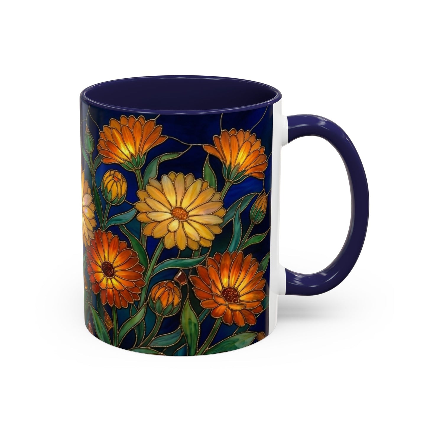 Calendula Accent Coffee Mug — Stained Glass Design (11/15oz) - 14549