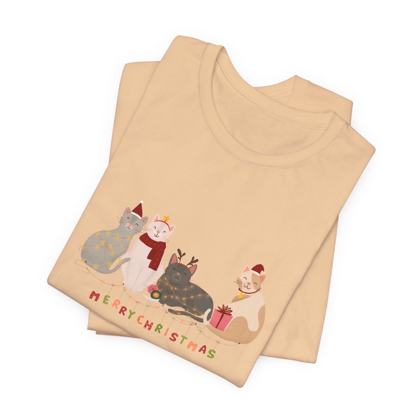 Cats, Merry Christmas - Unisex Jersey Short Sleeve Tee - 10283