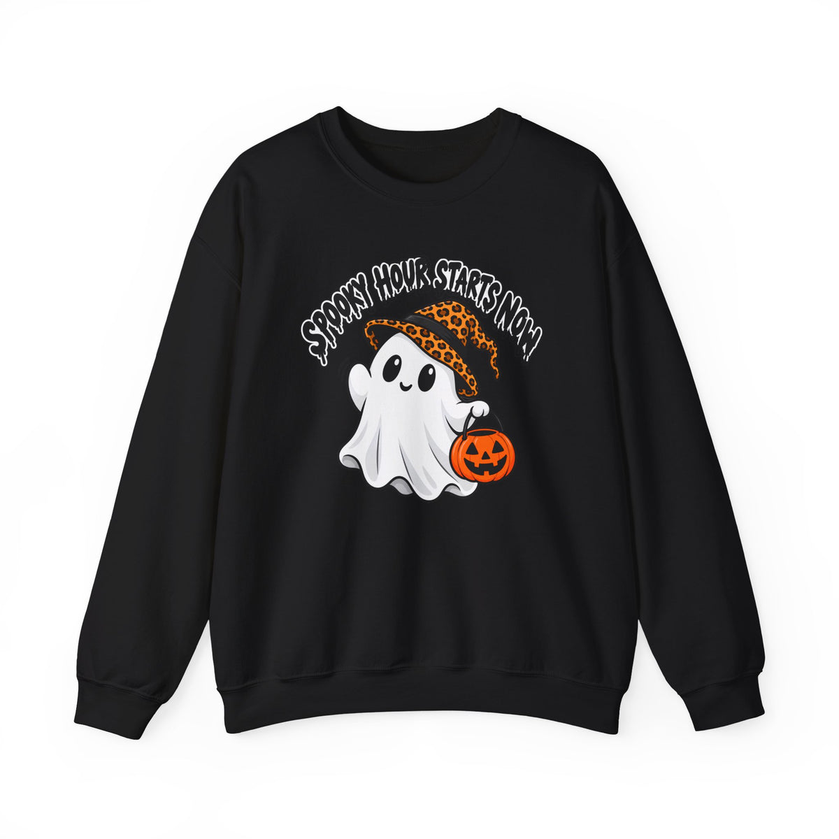 Spooky Hour Starts Now Sweatshirt, Cute Halloween Ghost Crewneck - 14536