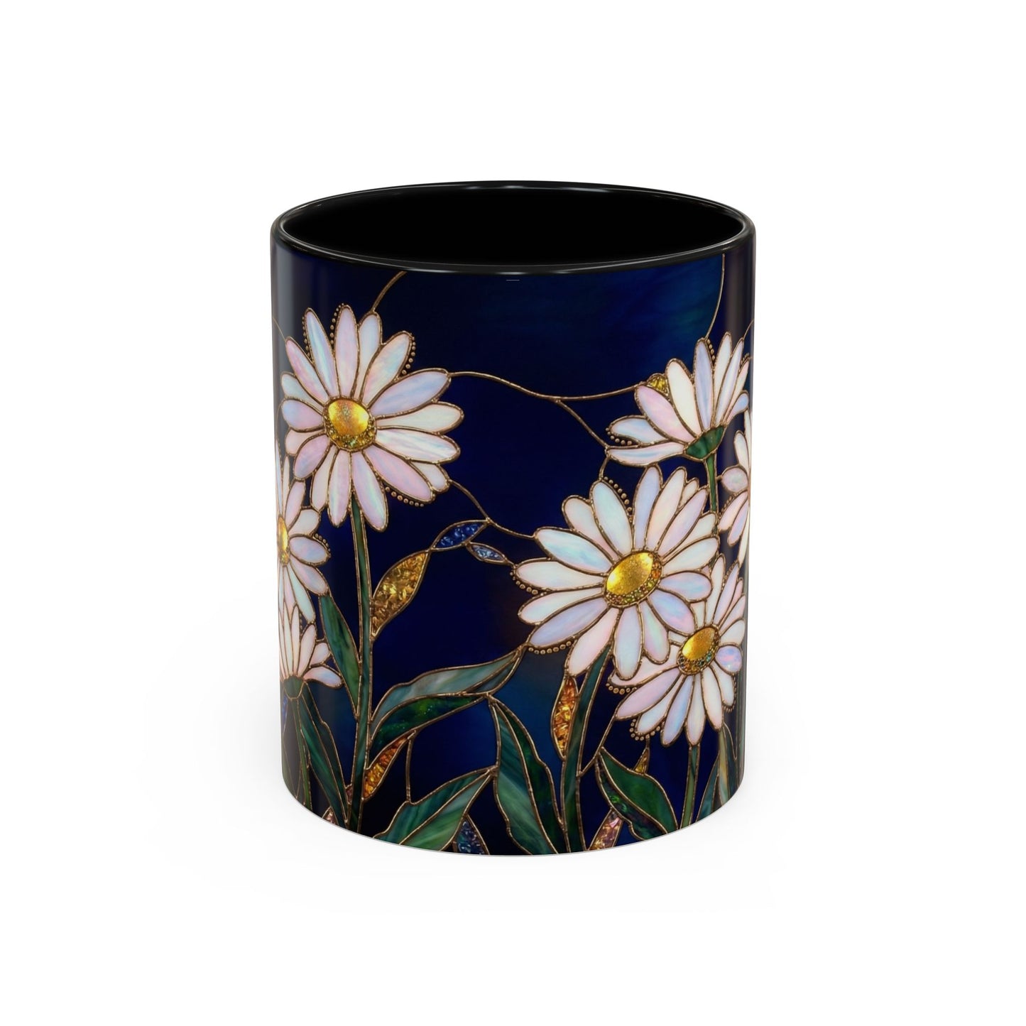 Daisy Floral Accent Coffee Mug — Stained Glass Design (11/15oz) - 14563