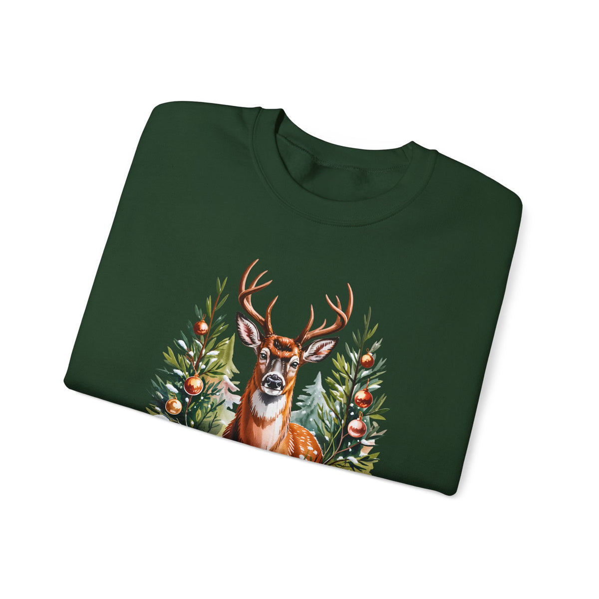 Christmas Deer Sweatshirt, Vintage Woodland Holiday Crewneck - 14562