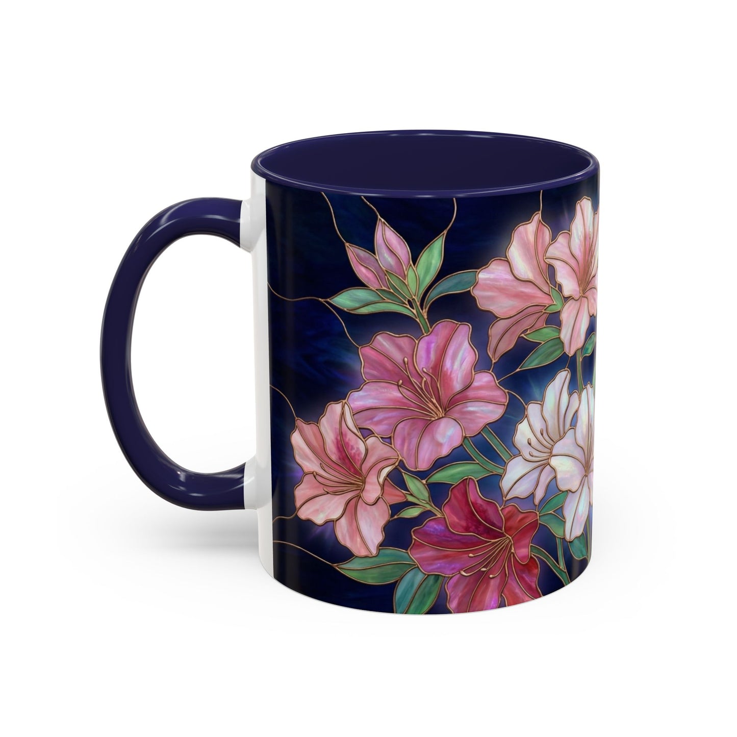 Azalea Floral Accent Coffee Mug — Stained Glass Design 11/15oz - 14554