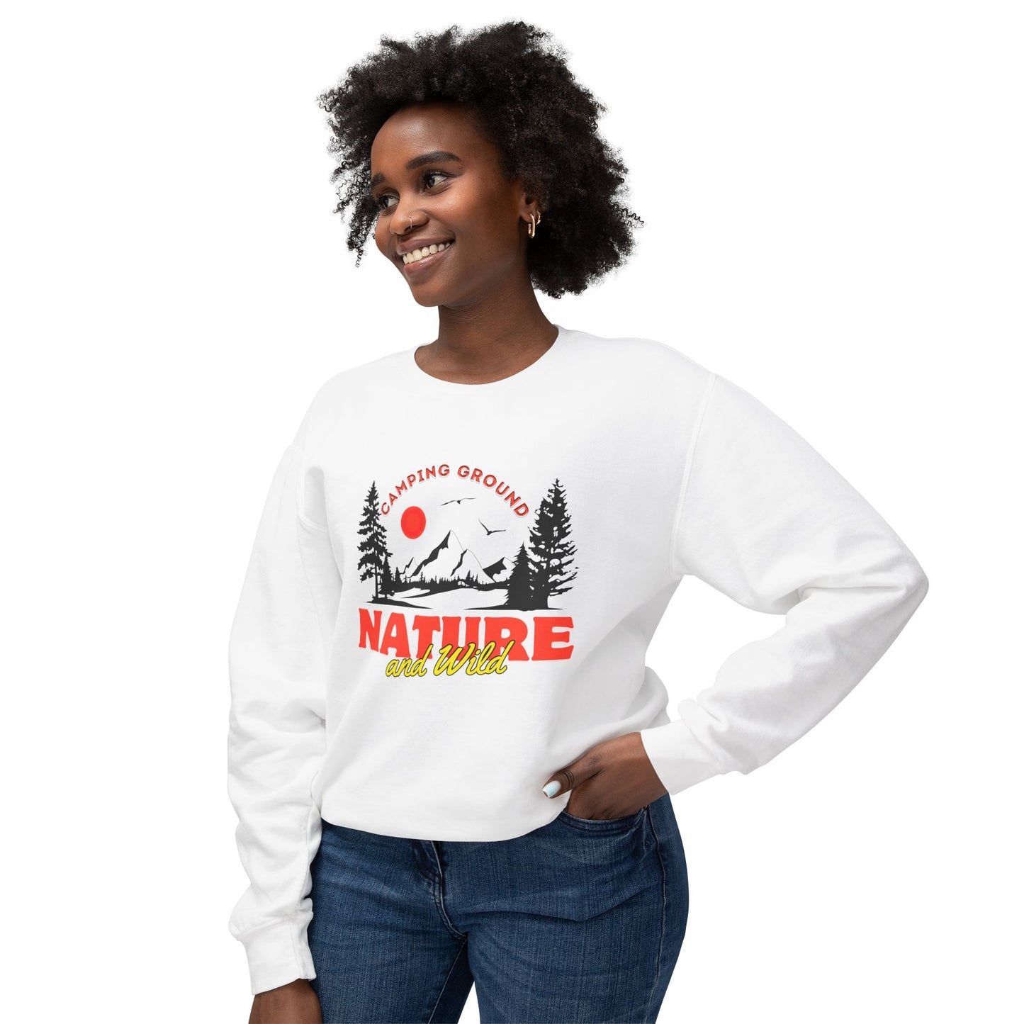 Camping Ground, Nature & Wild - Unisex Lightweight Crewneck Sweatshirt - 10743