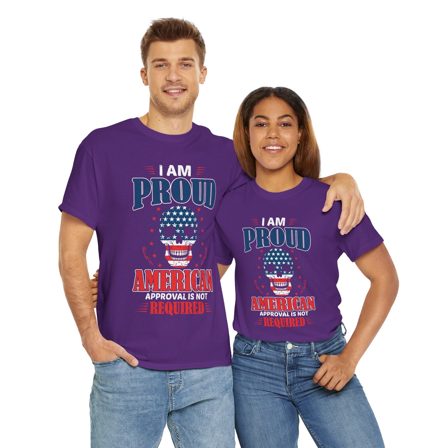 "I'm a Proud American" Unisex Heavy Cotton Tee, Patriotic Shirt, Independence Day Apparel, Casual Wear, Gift for Veterans - 13637