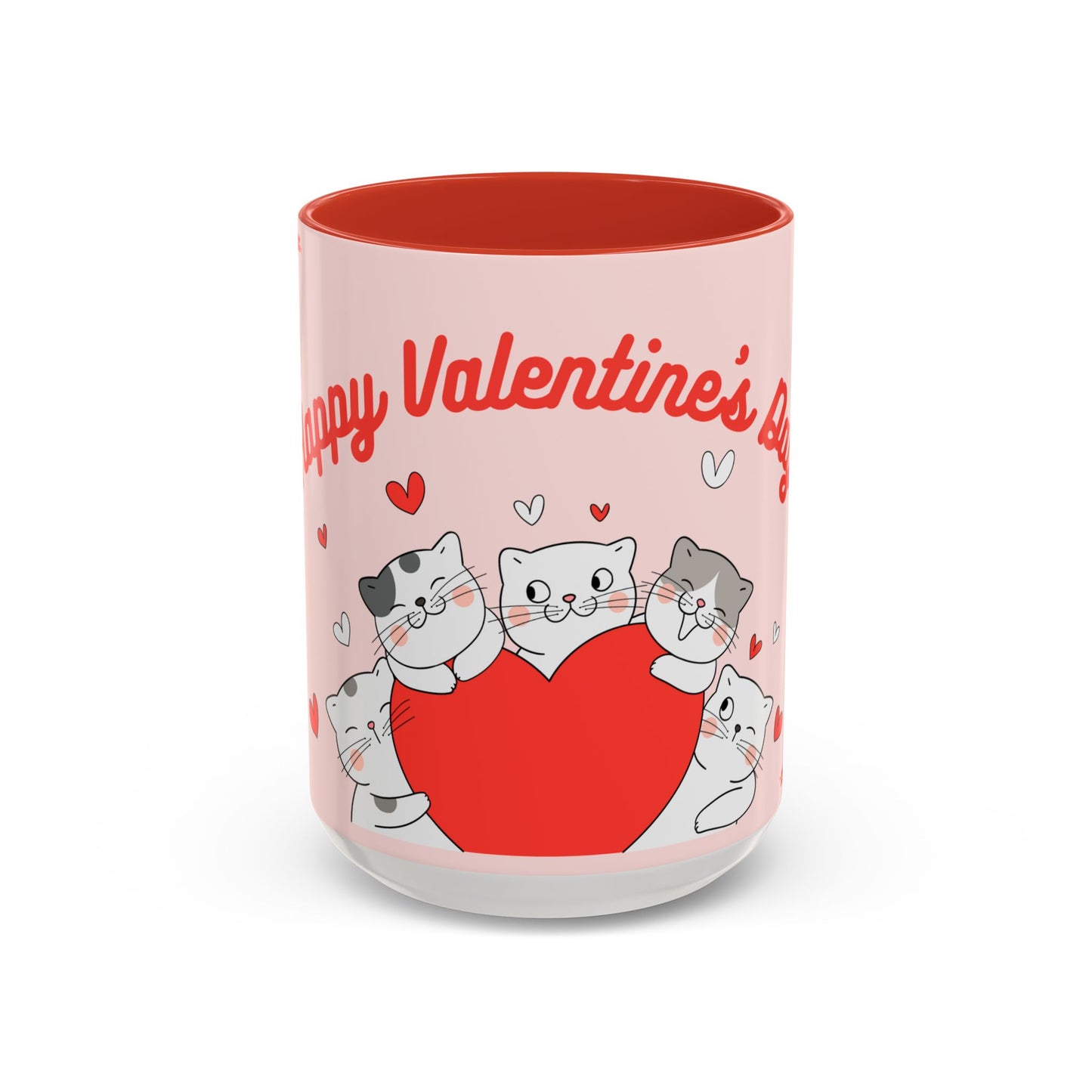 Cats, Happy Valentine's - Accent Coffee Mug (11, 15oz) - 11124