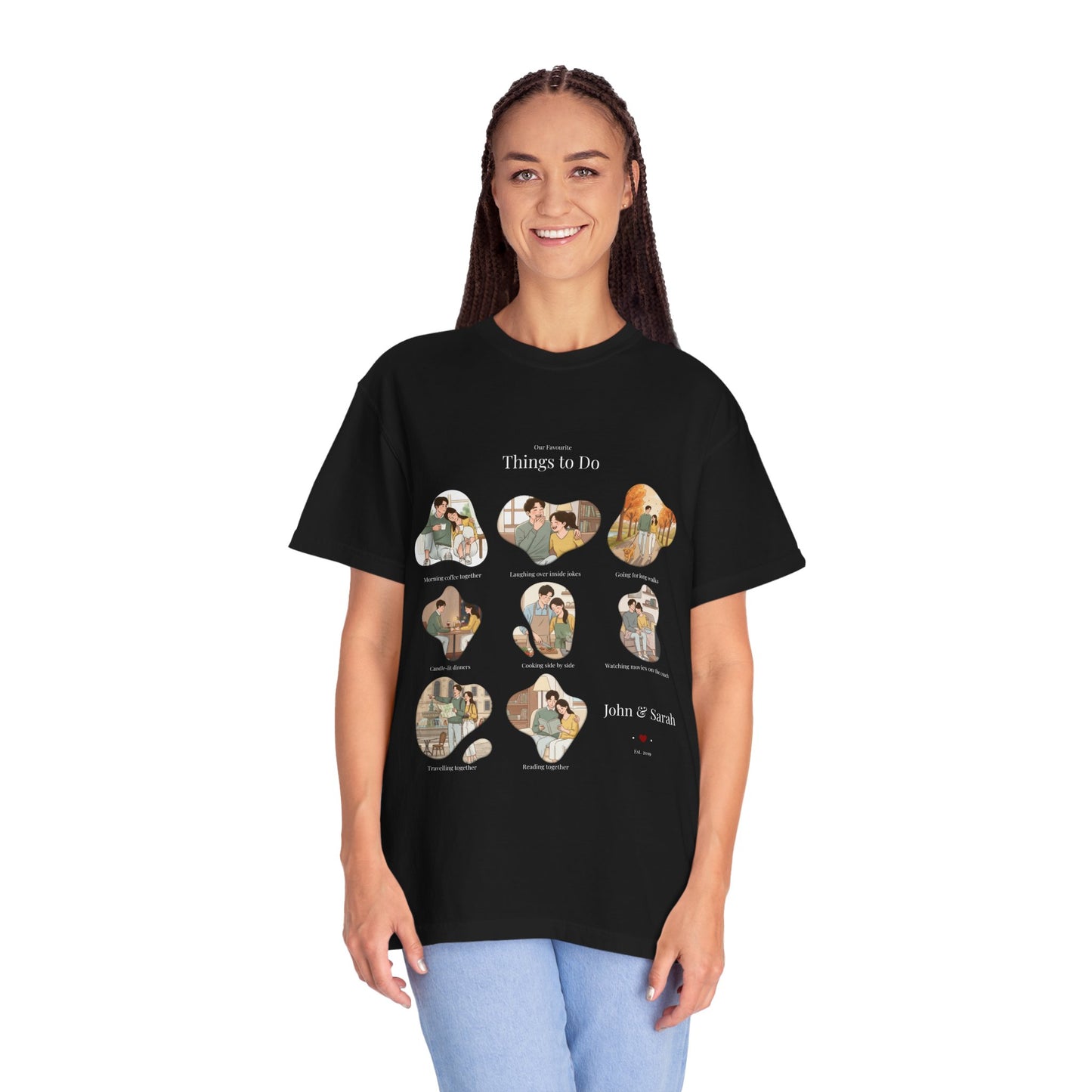Our Favourite Things to Do Together – Personalised Valentine’s Illustration T-Shirt Gift - 14721