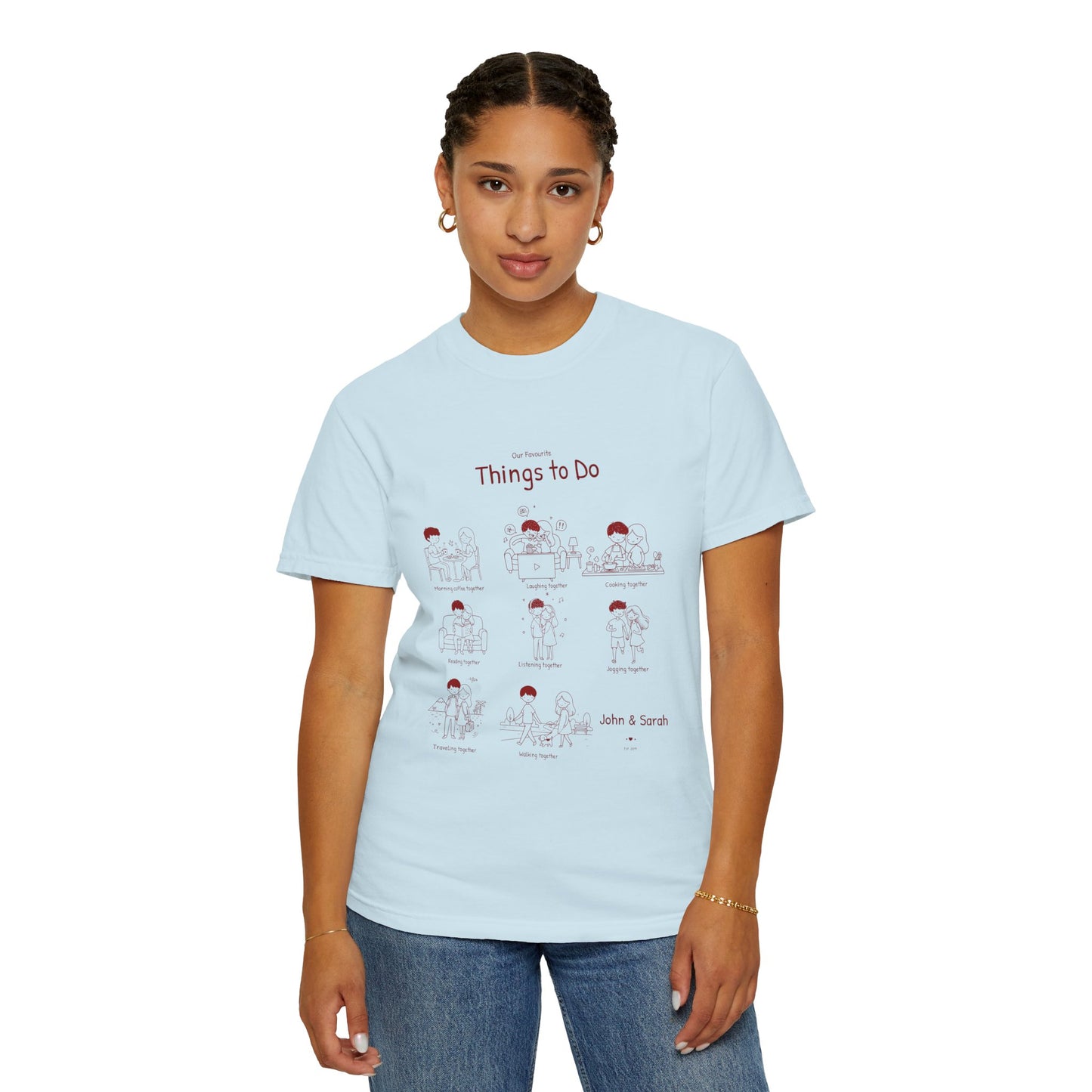 Our Favourite Things to Do Together – Personalised Valentine’s Illustration T-Shirt Gift - 14724