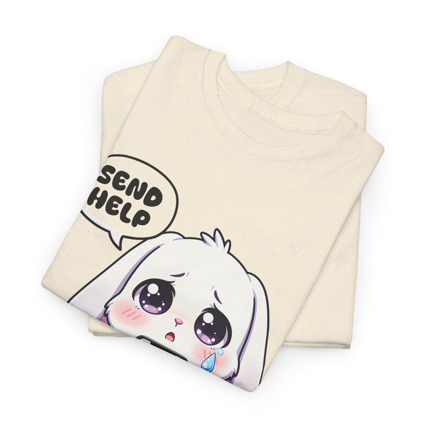 Funny Bunny T-Shirt – “Send Help” Kawaii Broke Money Humor Tee Gift - 14854