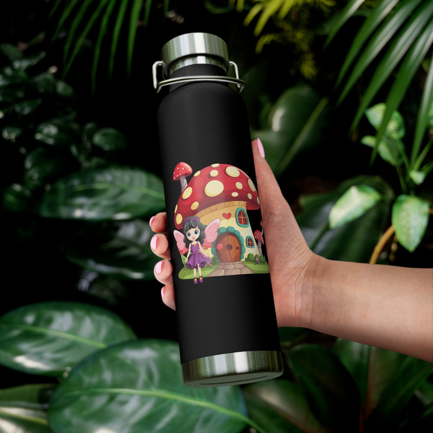 Fairy Mushroom House - Copper Vacuum Insulated Bottle, 22oz