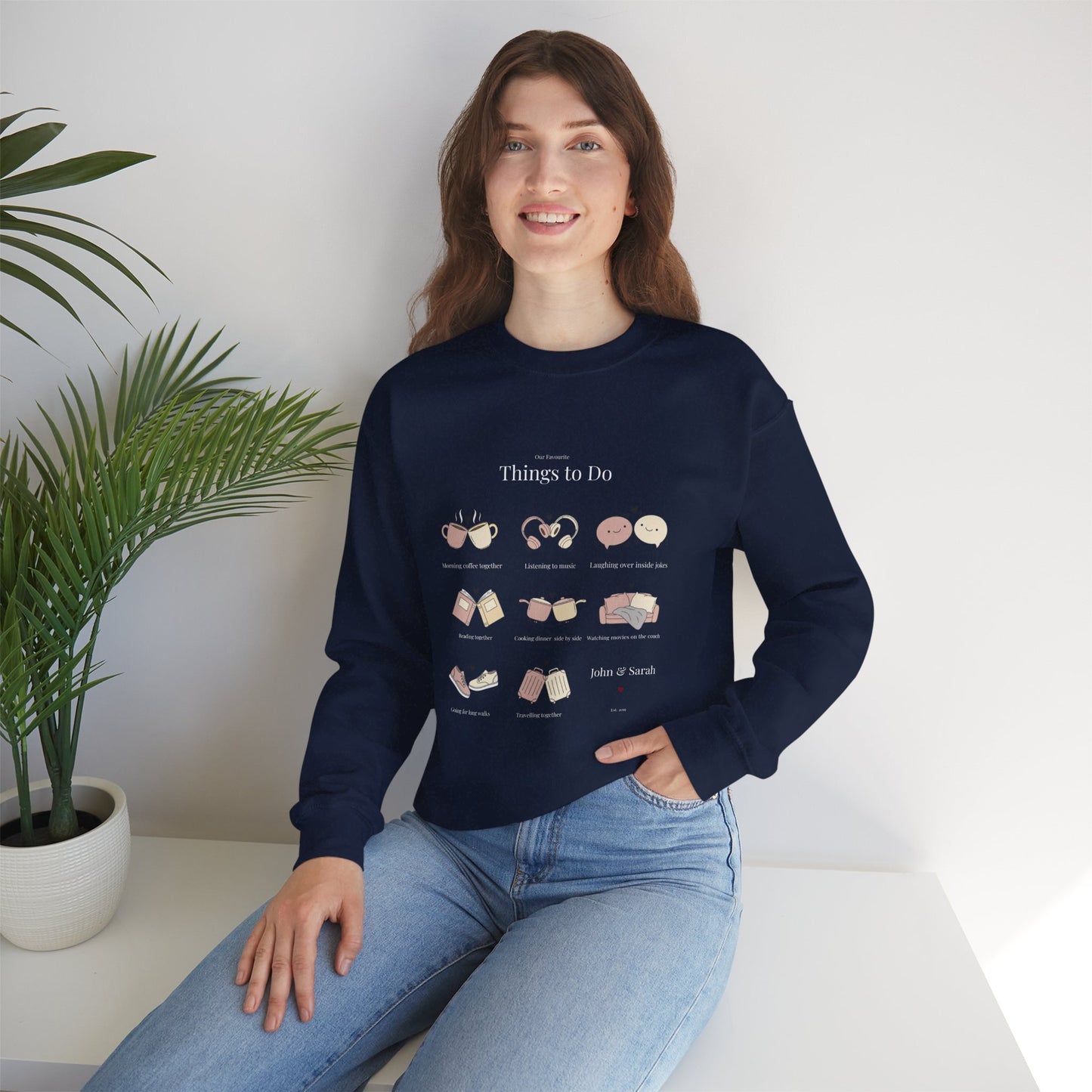 Our Favourite Things to Do Together – Personalised Illustration Crewneck Sweatshirt | Valentine’s Gift - 14726