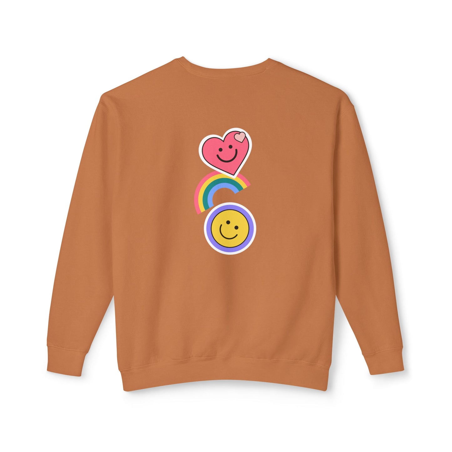 Flowers, Heart, Rainbow, Happy Face - Unisex Lightweight Crewneck Sweatshirt - 11485