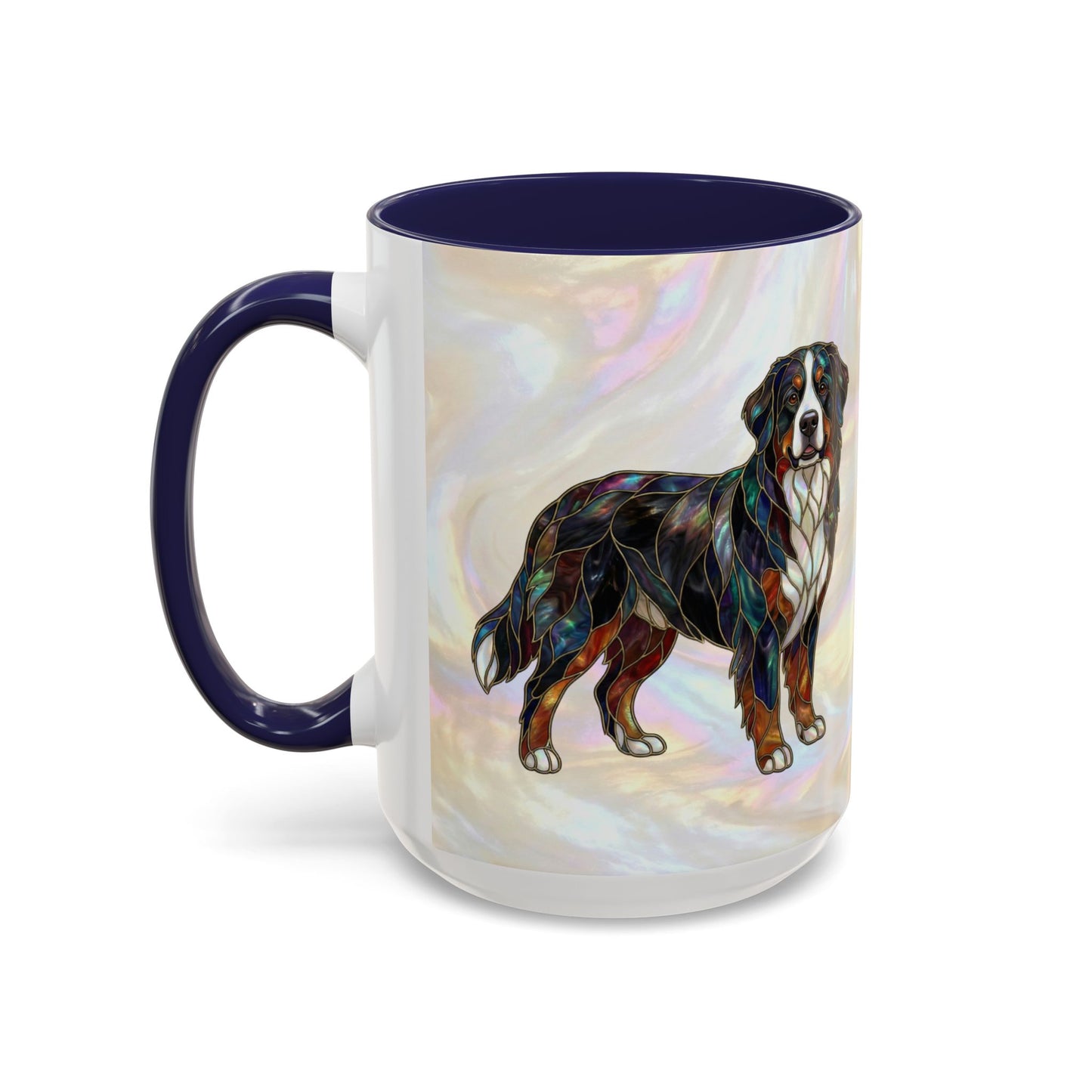 Bernese Mountain Dog Accent Coffee Mug — Stained Glass Design (11/15 oz) - 14617
