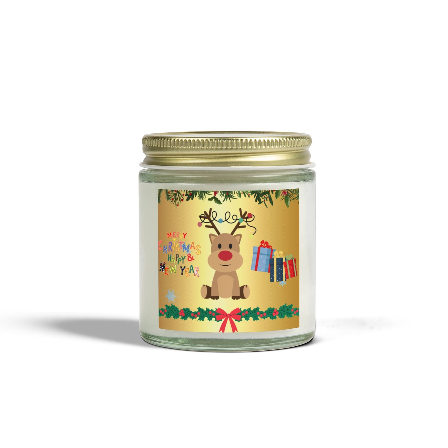 Christmas, Deer - Scented Candles, Coconut Apricot Wax (4oz, 9oz)