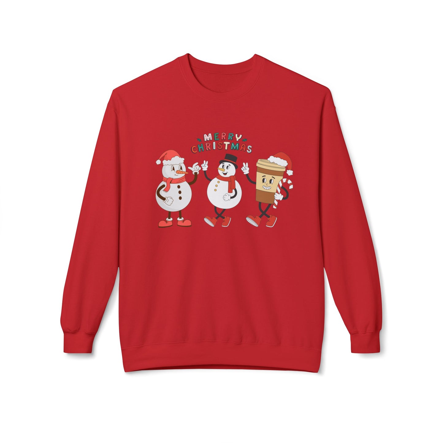 Happy Snowmen - Unisex Midweight Softstyle Fleece Crewneck Sweatshirt - 10373