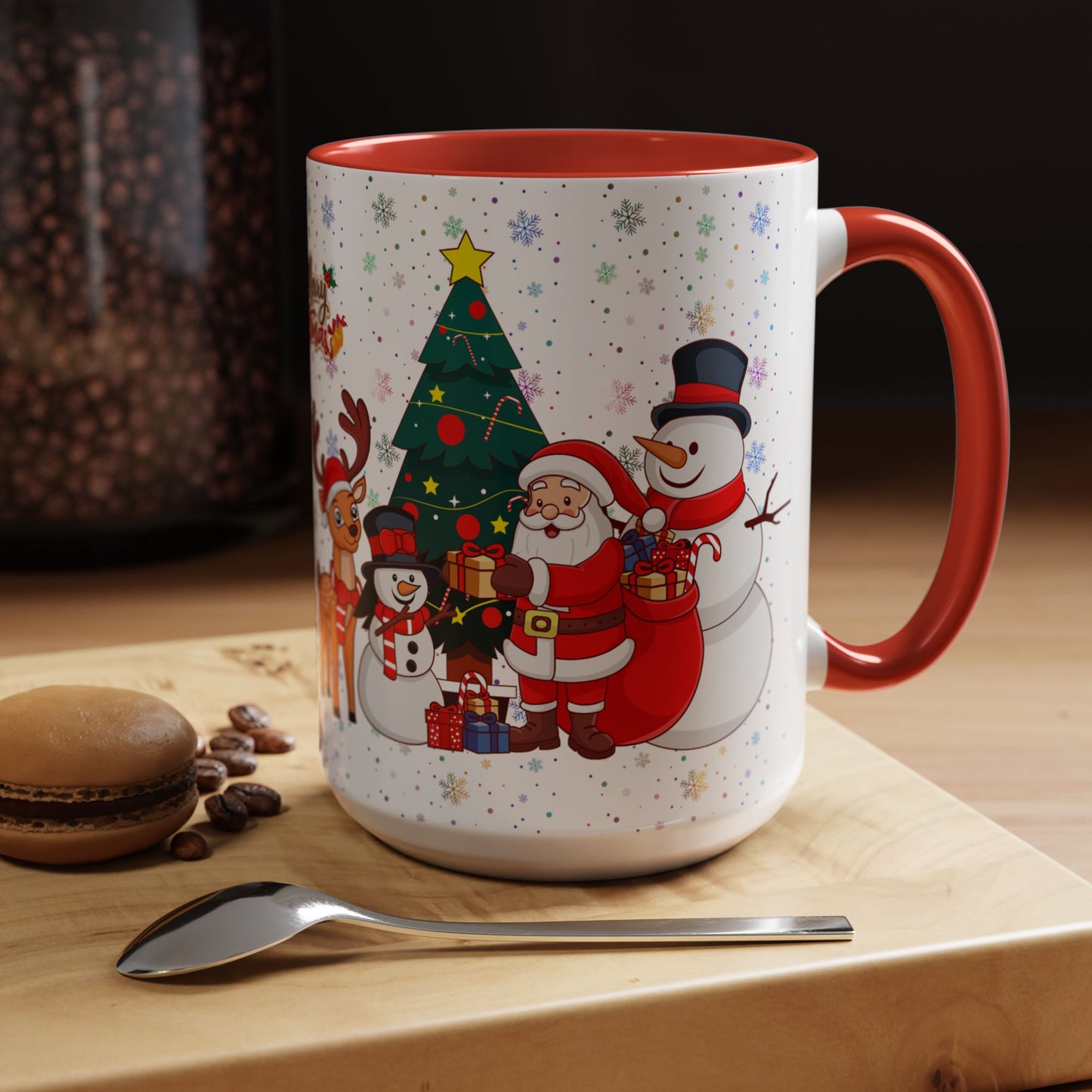 Christmas Party, Santa, Snowman, Reindeer - Accent Coffee Mug (11, 15oz) - 10426