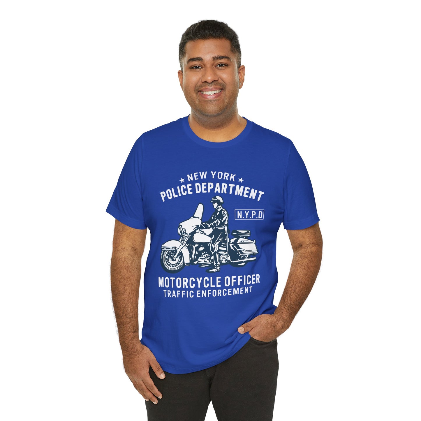 NY Police Department, Motorcycle Officer - Unisex Jersey Short Sleeve Tee - 13252