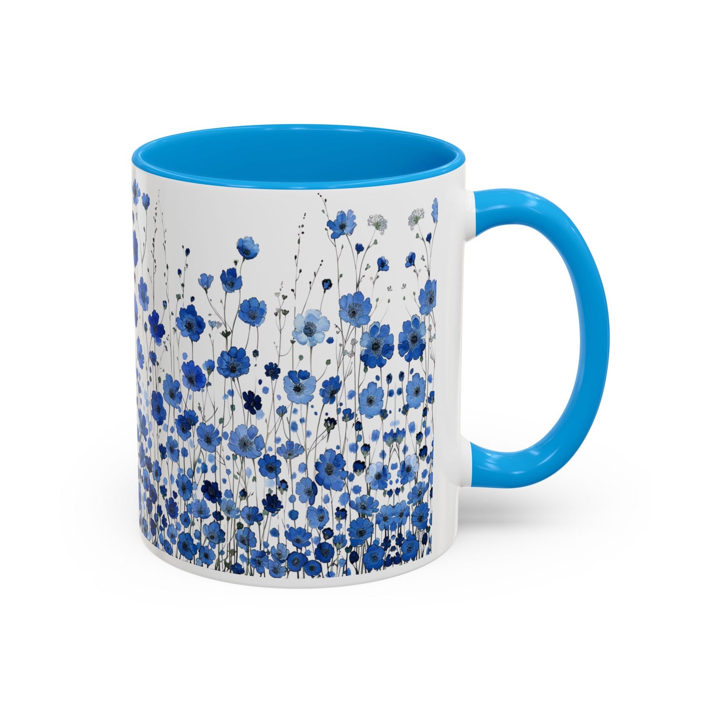 Field of Blue Flowers - Accent Coffee Mug (11, 15oz) - 10645