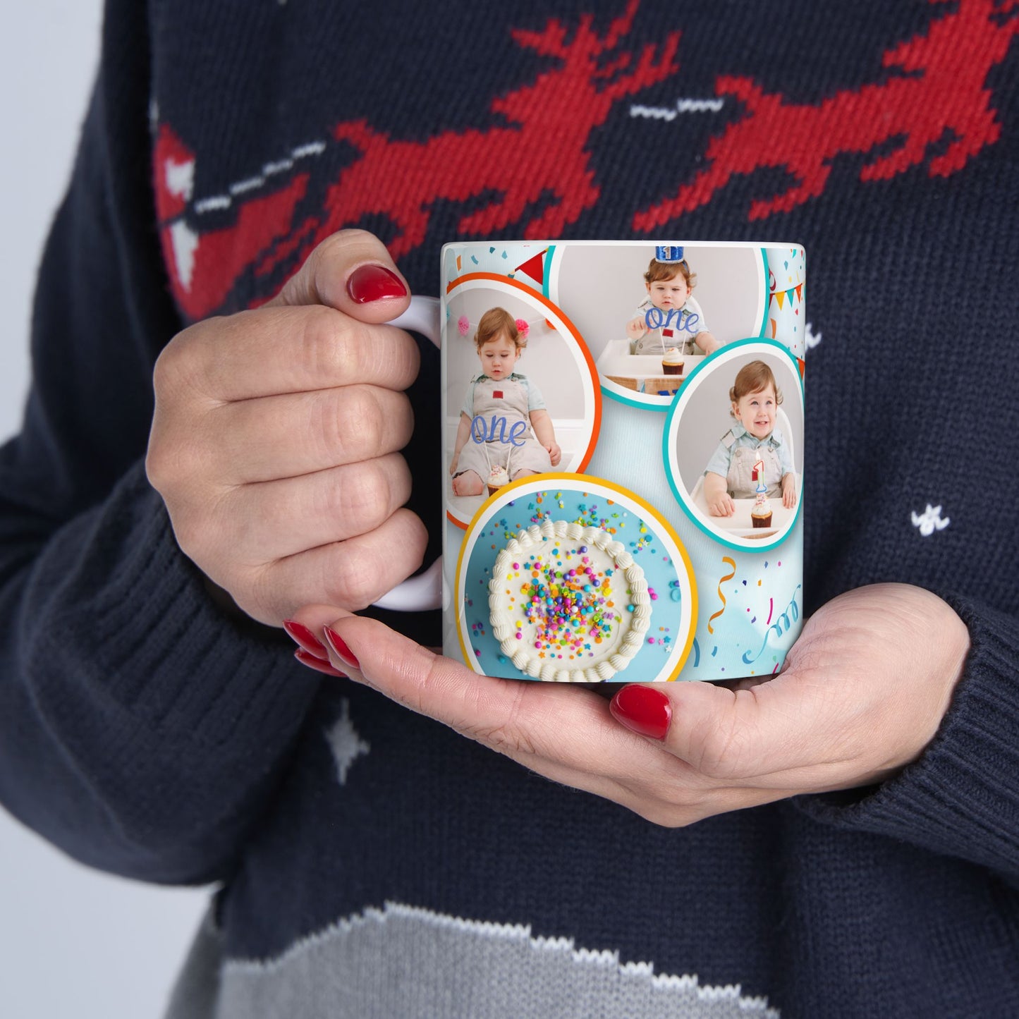 Personalized Birthday Mug, Custom Celebration Cup for Kids, 1st Birthday Gift, Party Favor, Photo Mug - 13996