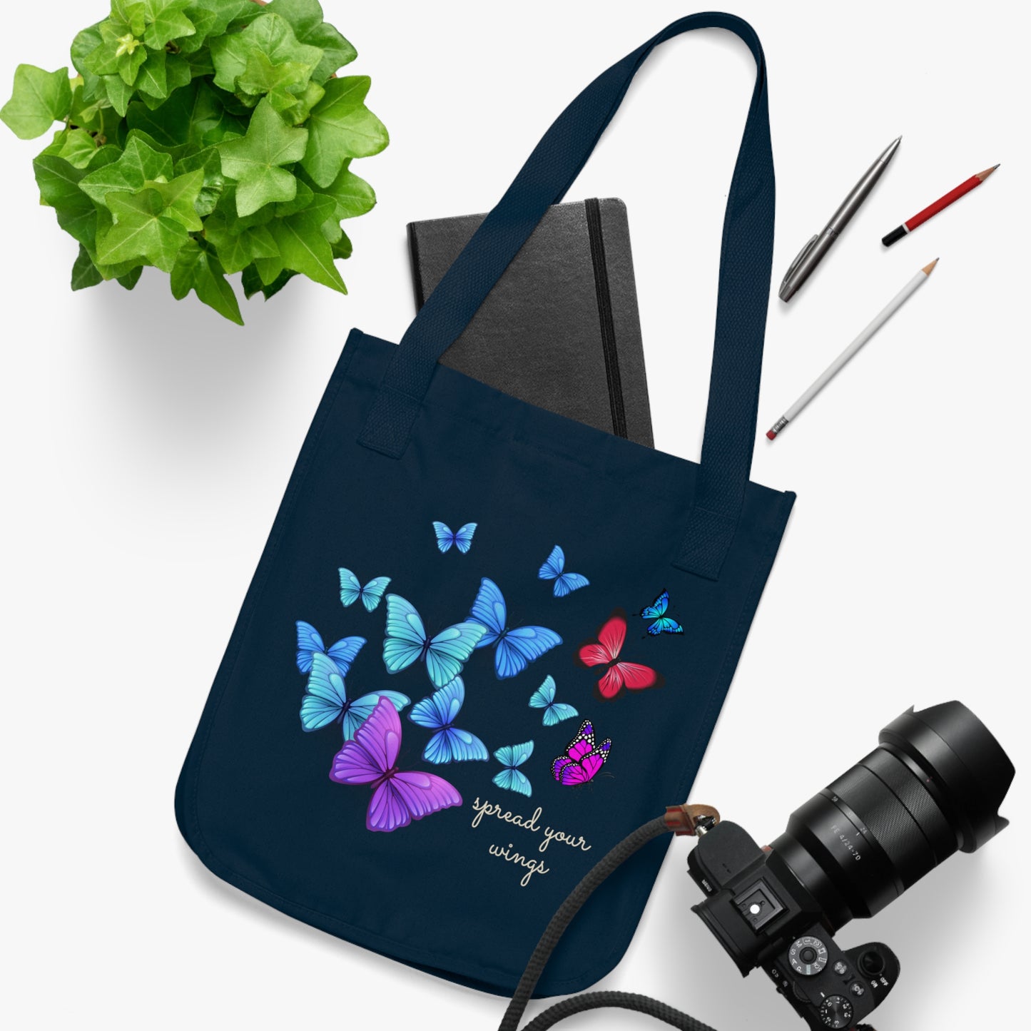 Organic Canvas Tote Bag | Butterfly  Lovers