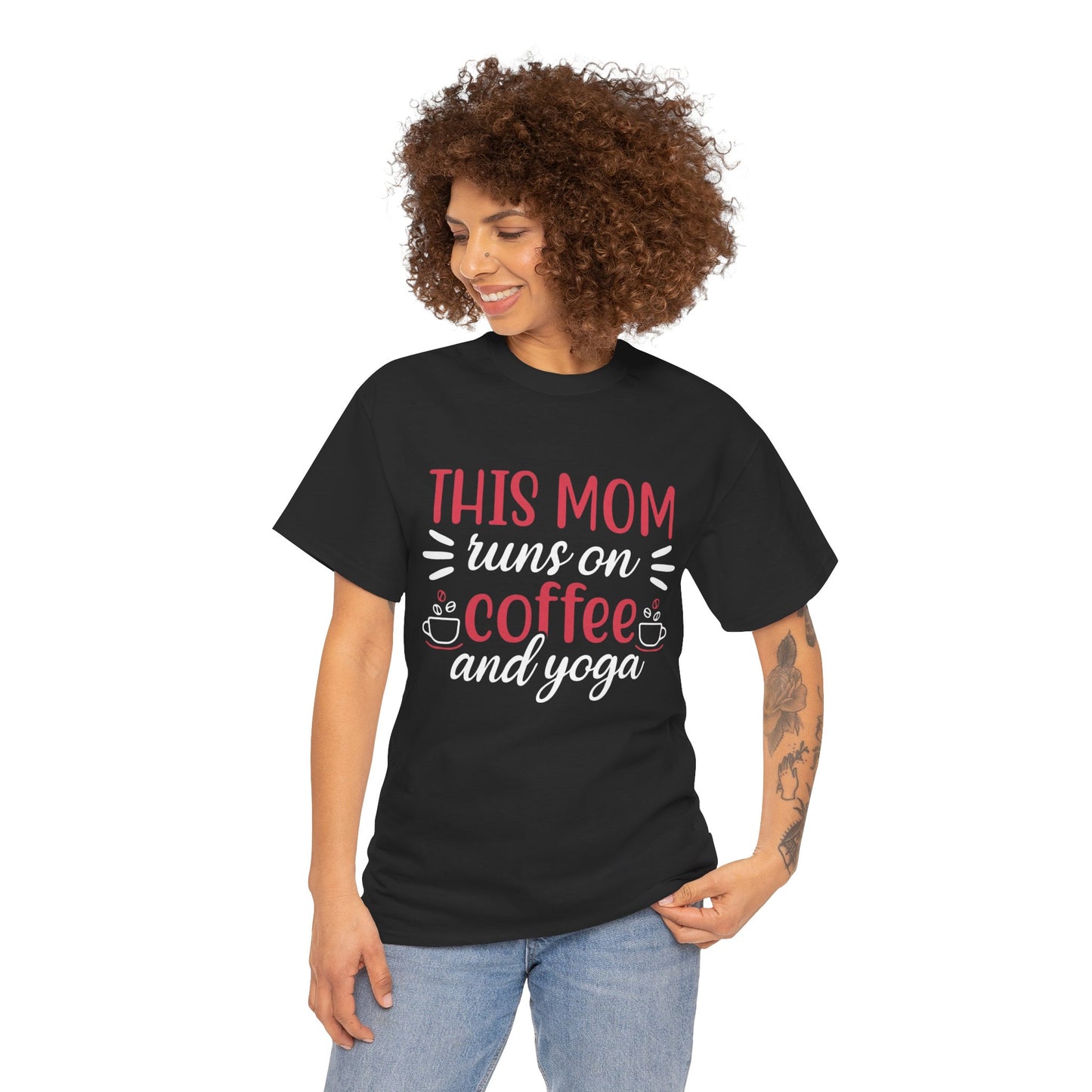 This Mom Runs on Coffee and Yoga T-Shirt – Funny Mother’s Day Gift Tee - 14881