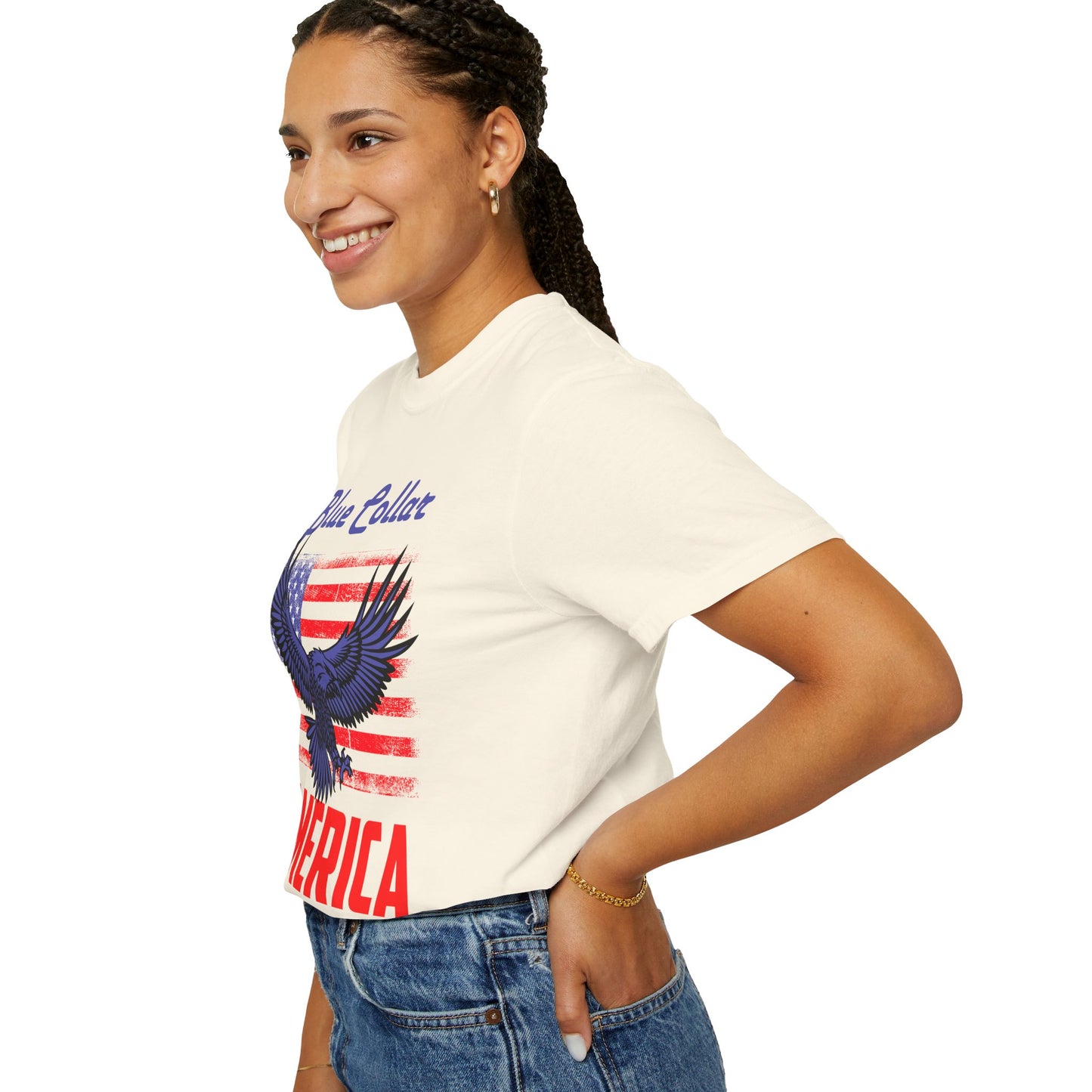 Unisex American Eagle Graphic Tee - Perfect for Patriotic Events, Casual Wear, 4th of July Gatherings, Gifts for Blue Collar Workers - 13695