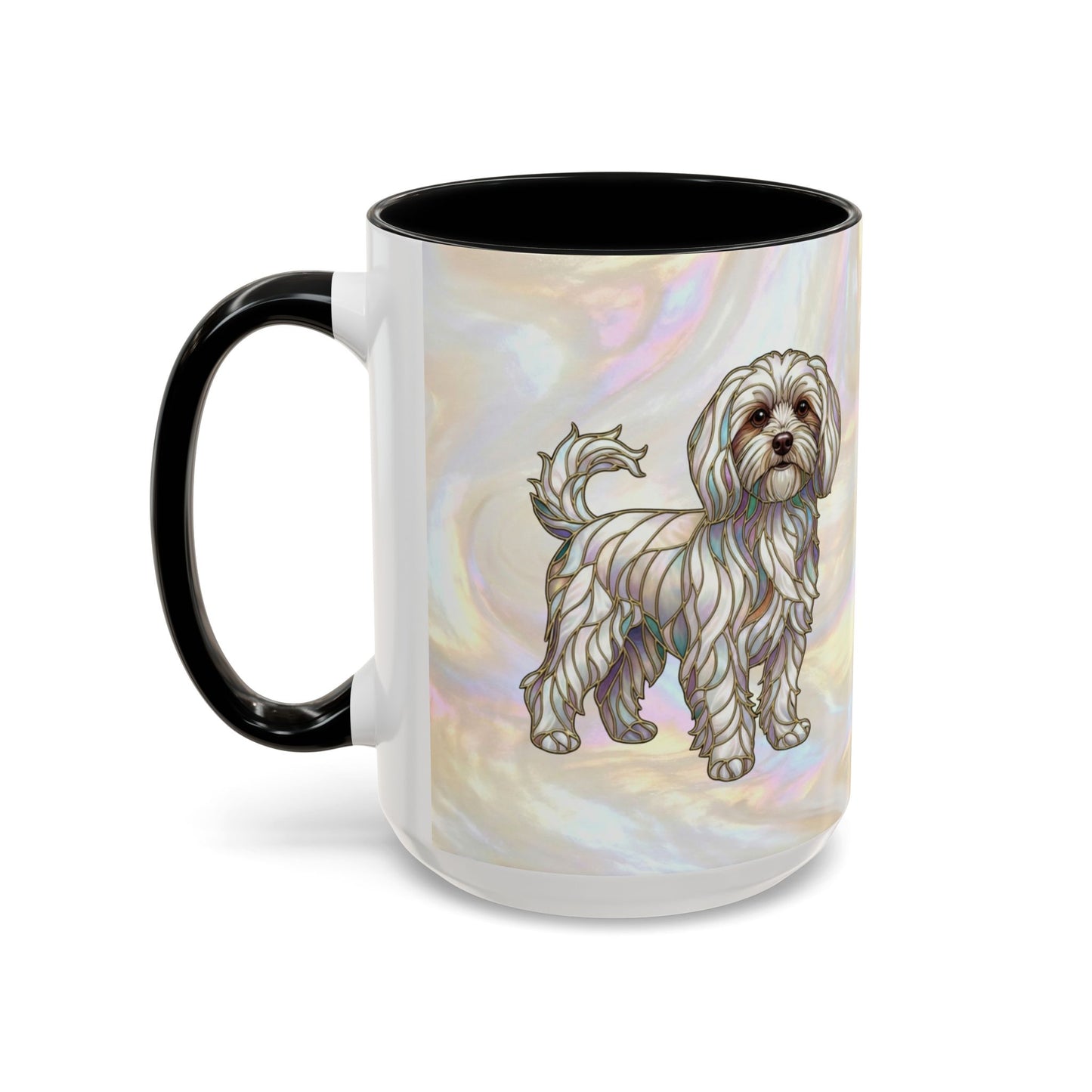 Maltese Dog Accent Coffee Mug – Stained Glass Design 11/15oz - 14642