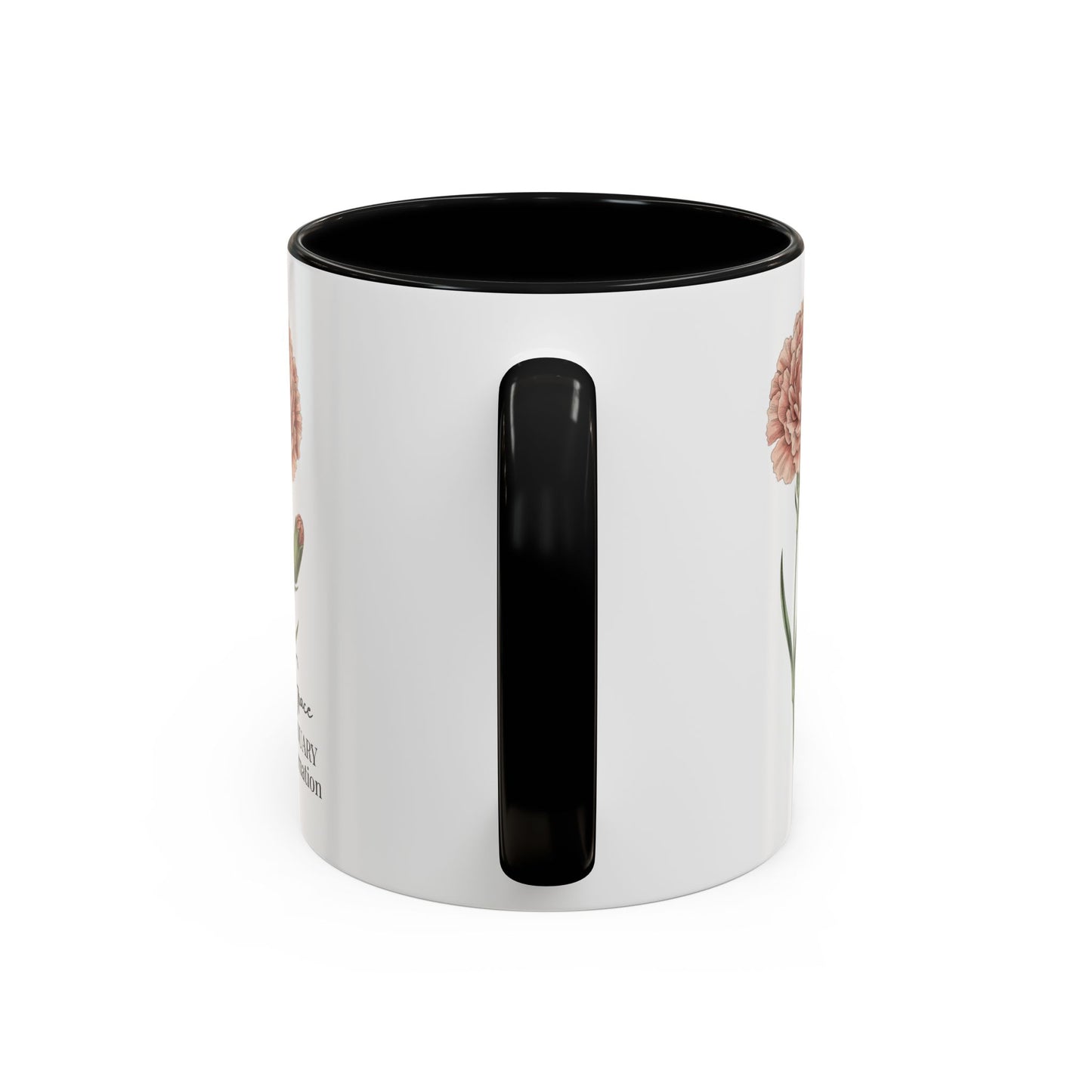January Carnation Birth Flower Accent Coffee Mug – Customizable (11oz / 15oz) - 14671