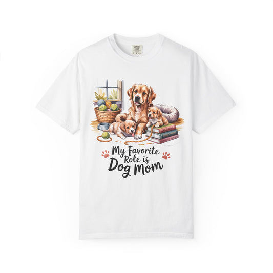 Dog Mom Shirt – My Favorite Role is Dog Mom | Cute Golden Retriever Puppy T-Shirt for Dog Lovers - 14800