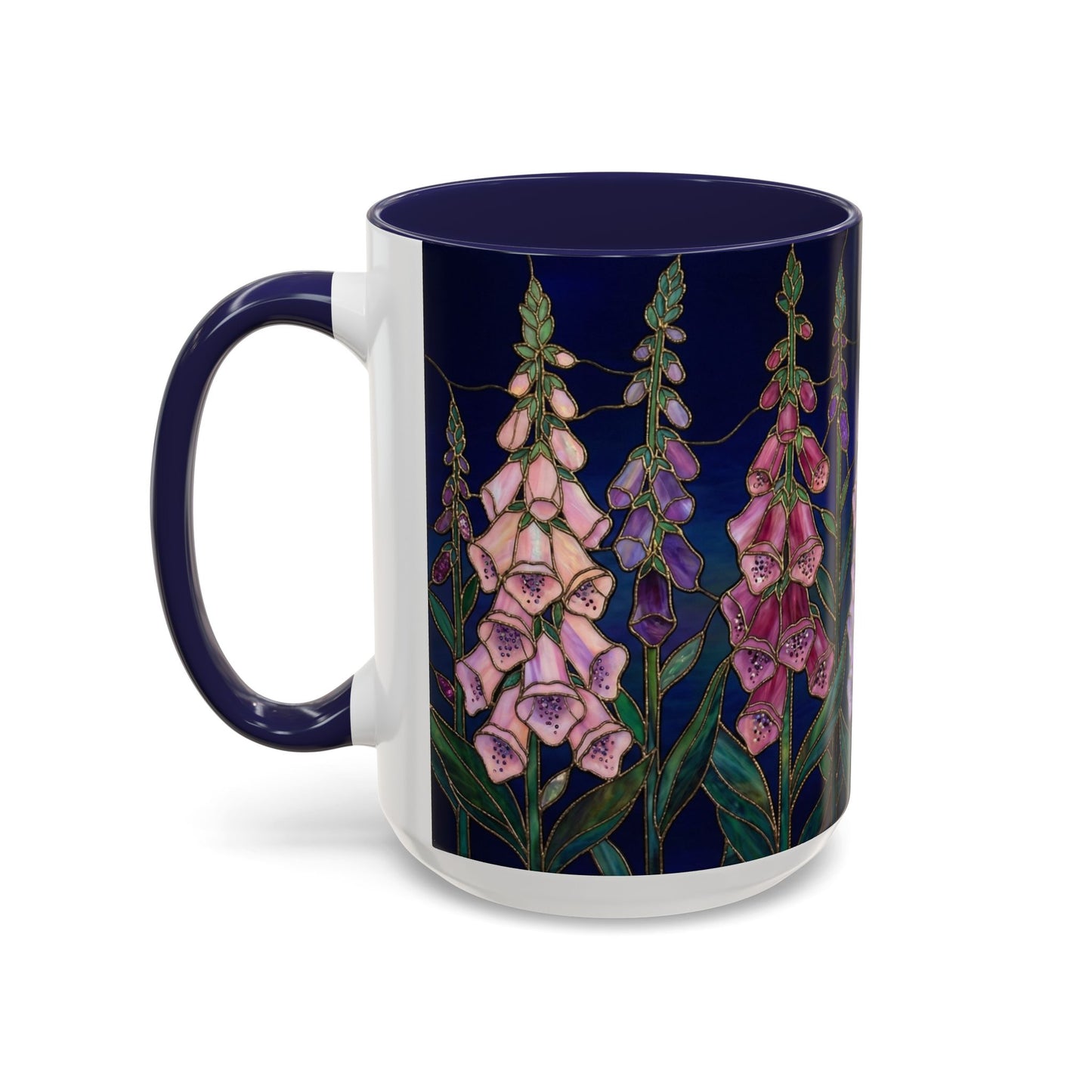 Foxglove Floral Coffee Mug — Stained Glass Design (11/15oz) - 14565