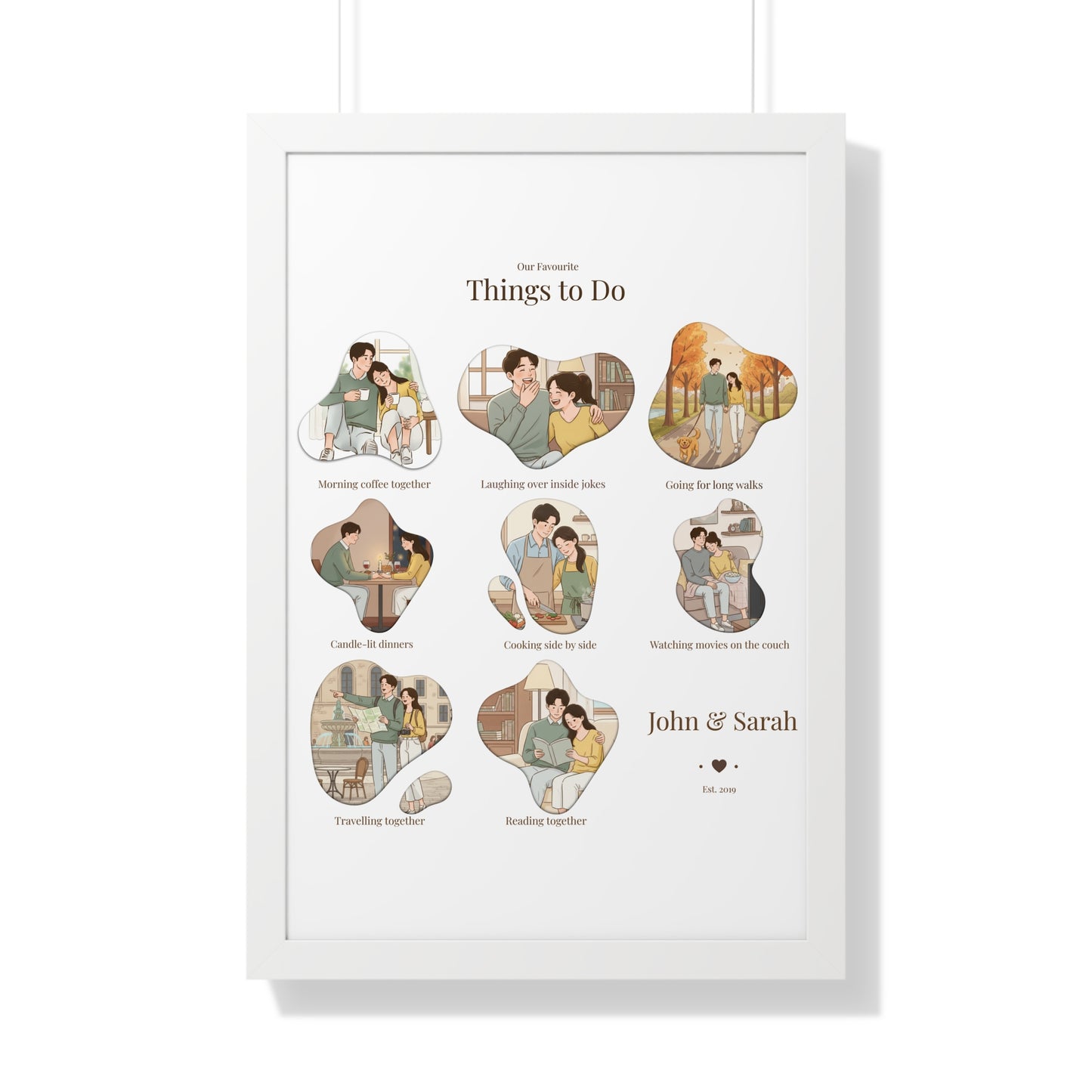 Framed Poster – “Our Favourite Things to Do” Personalized Couple Print | Valentine’s Gift - 14709