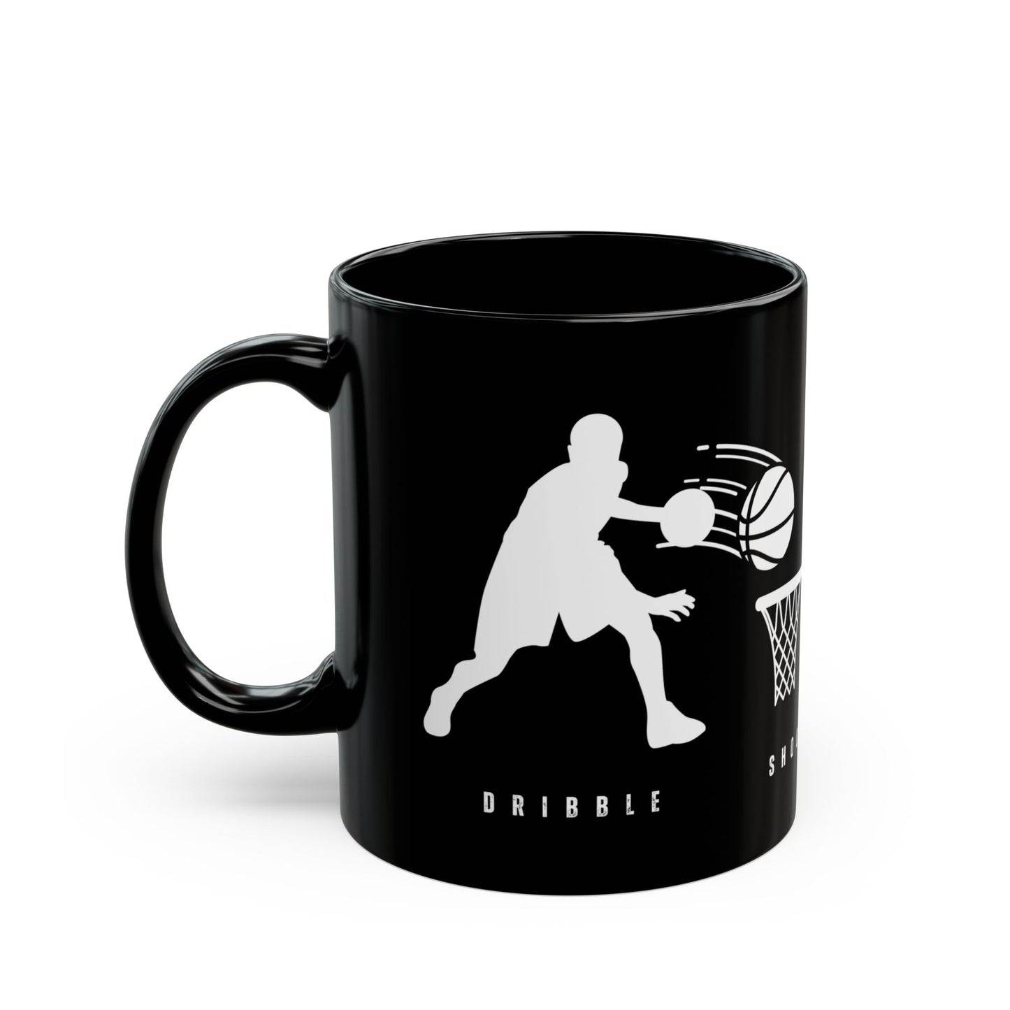 Dribble  Shoot  Score Repeat, Basketball Lovers - Ceramic Black Mug (11oz, 15oz) - 10134