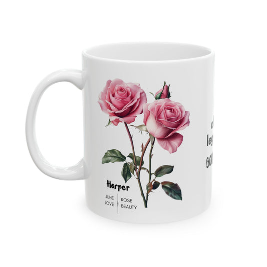 Happy Birthday: Only Absolute Legends Are Born In June, Pink Roses, Customizable - Ceramic Mug, (11oz, 15oz)