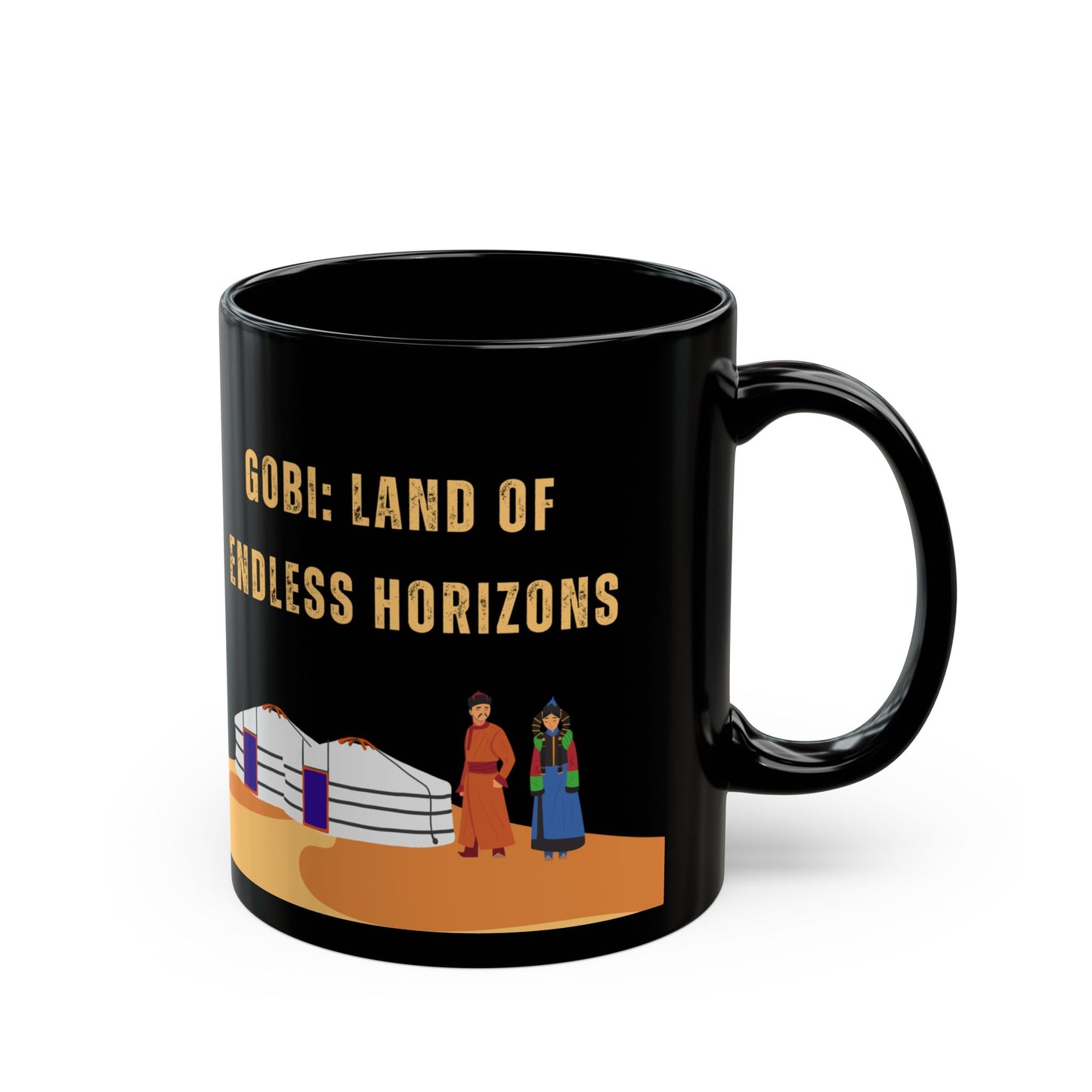 Gobi: Land of Endless Horizons - Ceramic Black Mug (11oz, 15oz) - 10382