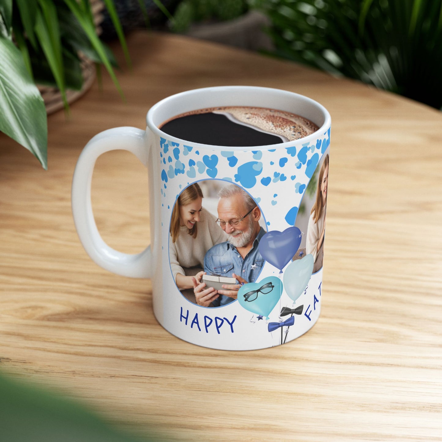 Personalized Father's Day Ceramic Mug, Custom Photo Mug, Gift for Dad, 11oz 15oz, Heartfelt Coffee Cup, Family Memory Keepsake - 14002