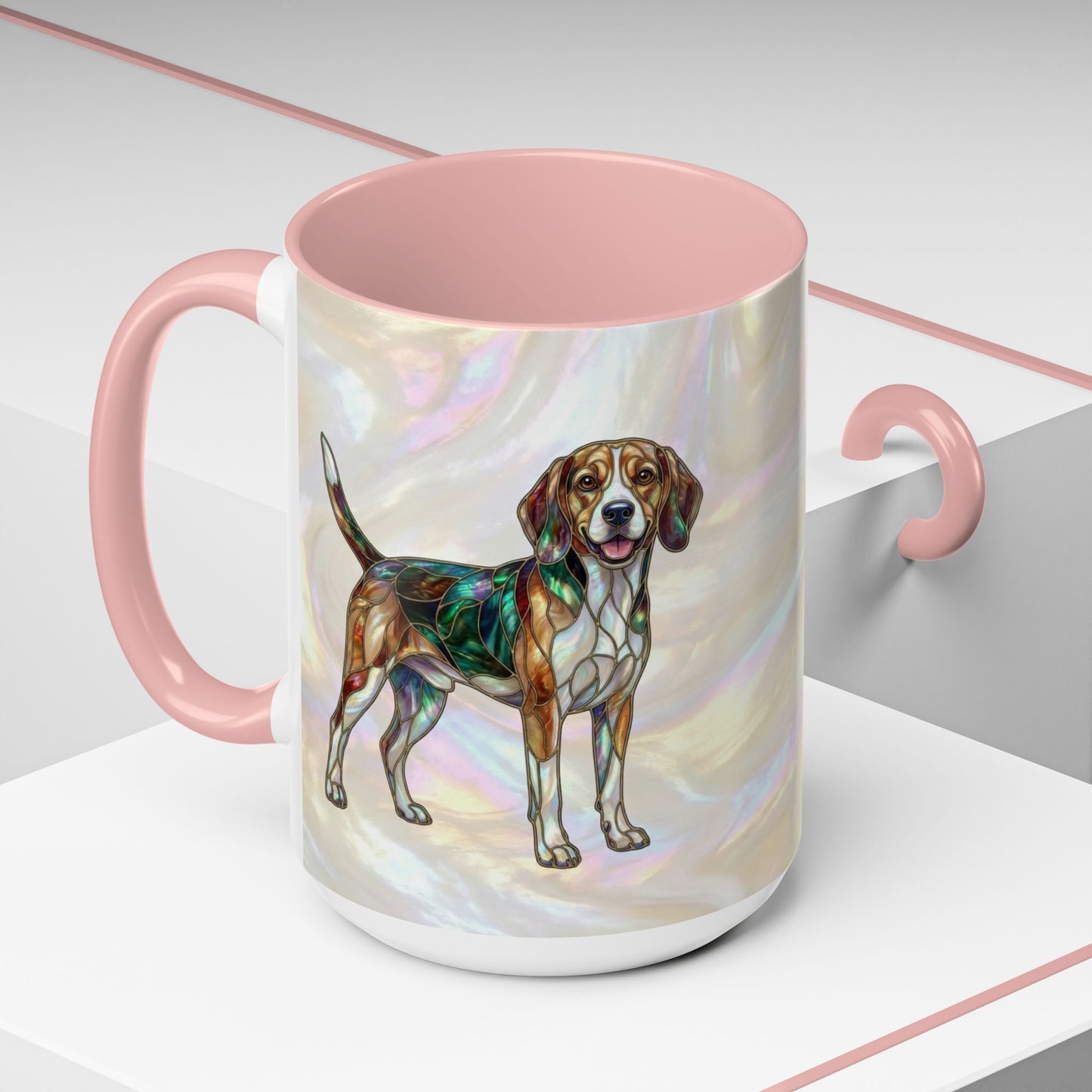 Beagle Accent Coffee Mug — Stained Glass Design (11/15oz) - 14615