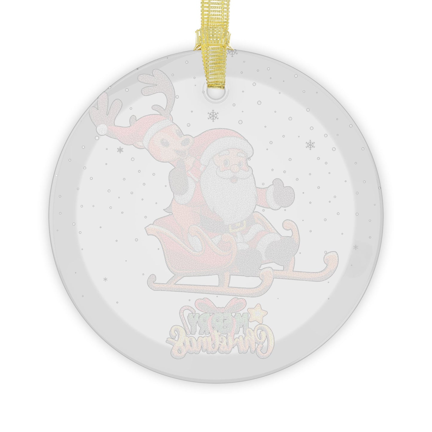 Santa on Sleigh with Reindeer - Glass Ornaments - 10420