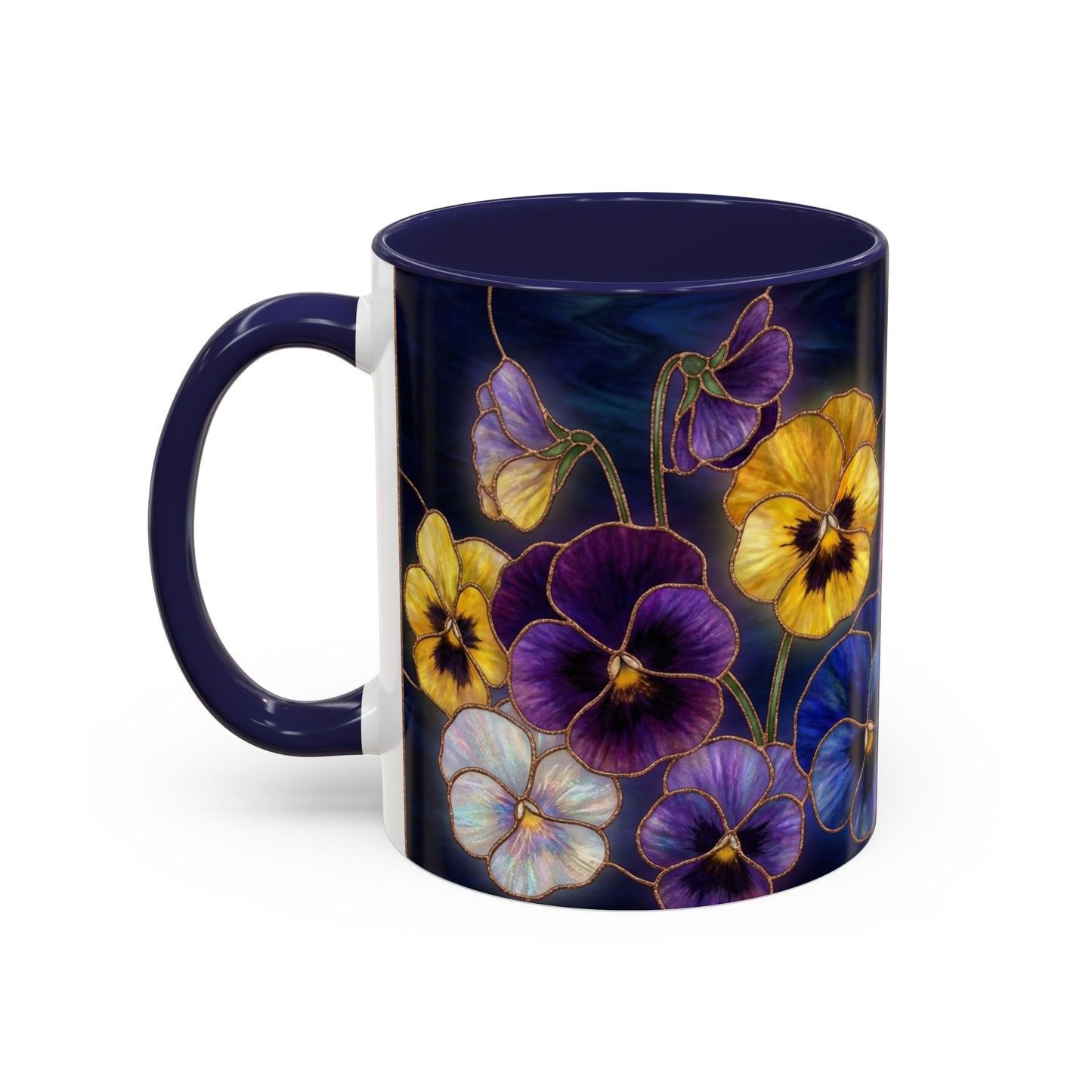 Pansy Floral Accent Coffee Mug — Stained Glass Design (11/15oz) - 14544