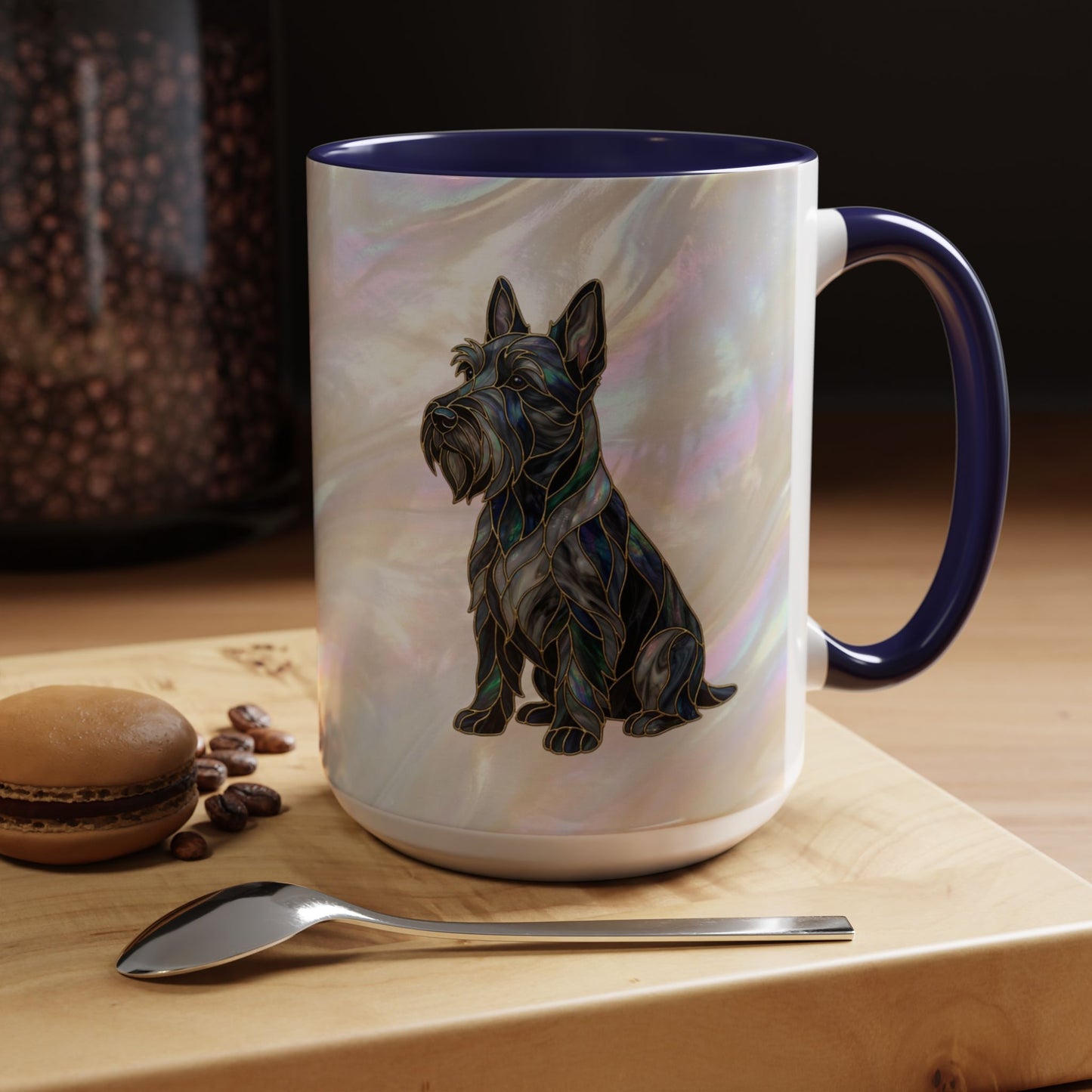 Scottish Terrier Accent Coffee Mug – Stained Glass Design 11/15oz - 14644